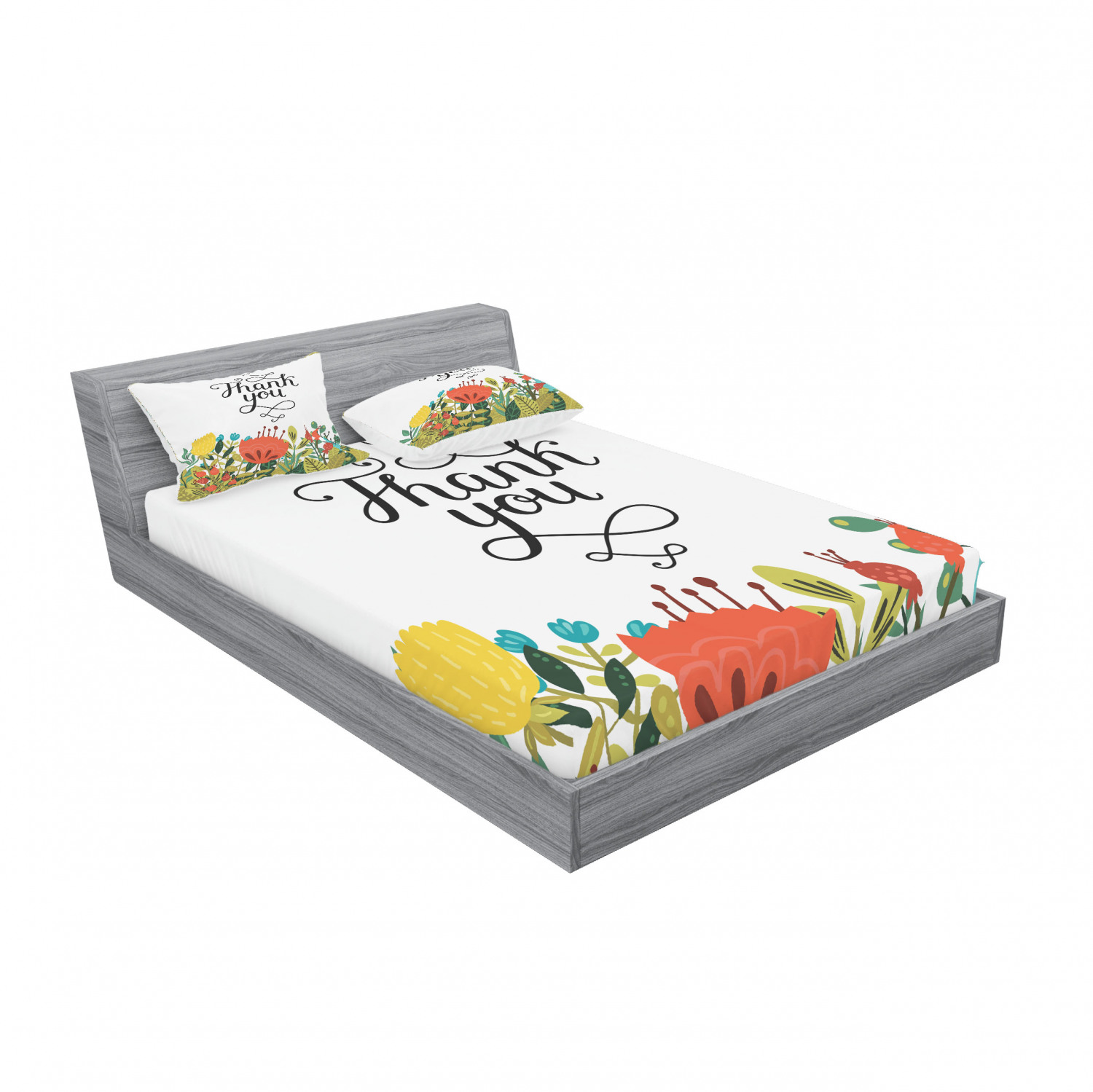 Ambesonne Floral Vintage Fitted Sheet Pillow Sham Set Bedding Decor in 4 Sizes - Picture 112 of 244