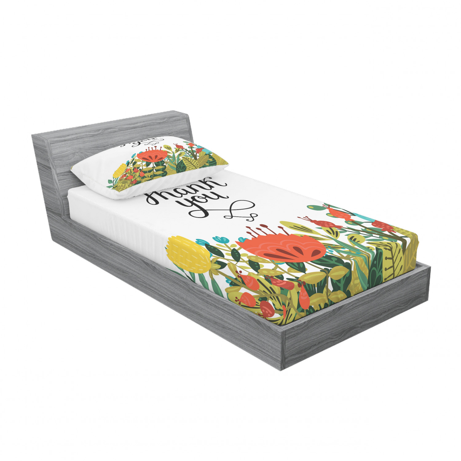 Ambesonne Floral Vintage Fitted Sheet Pillow Sham Set Bedding Decor in 4 Sizes - Picture 110 of 244