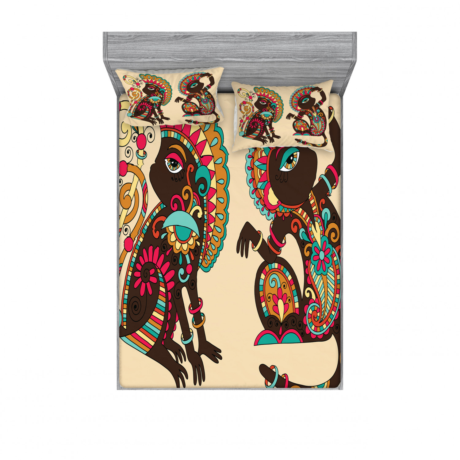 Ambesonne Tribal Fitted Sheet Pillow Sham Set Bedding Decor in 4 Sizes - Picture 171 of 240