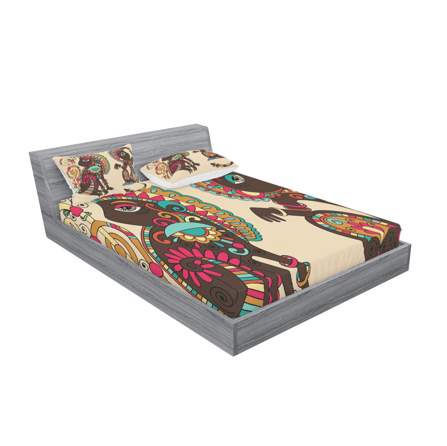 Ambesonne Tribal Fitted Sheet Pillow Sham Set Bedding Decor in 4 Sizes - Picture 172 of 240
