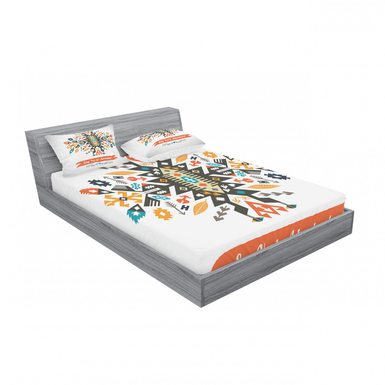 Ambesonne Tribal Fitted Sheet Pillow Sham Set Bedding Decor in 4 Sizes - Picture 56 of 240