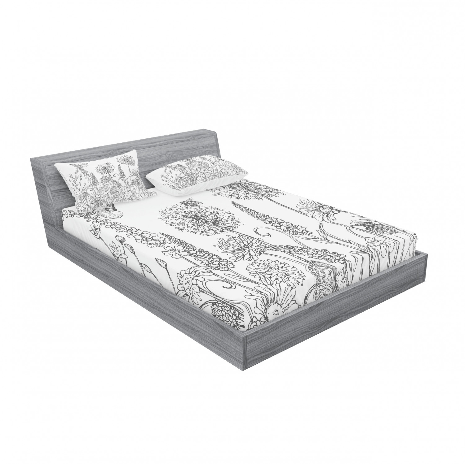 Ambesonne Floral Vintage Fitted Sheet Pillow Sham Set Bedding Decor in 4 Sizes - Picture 92 of 244