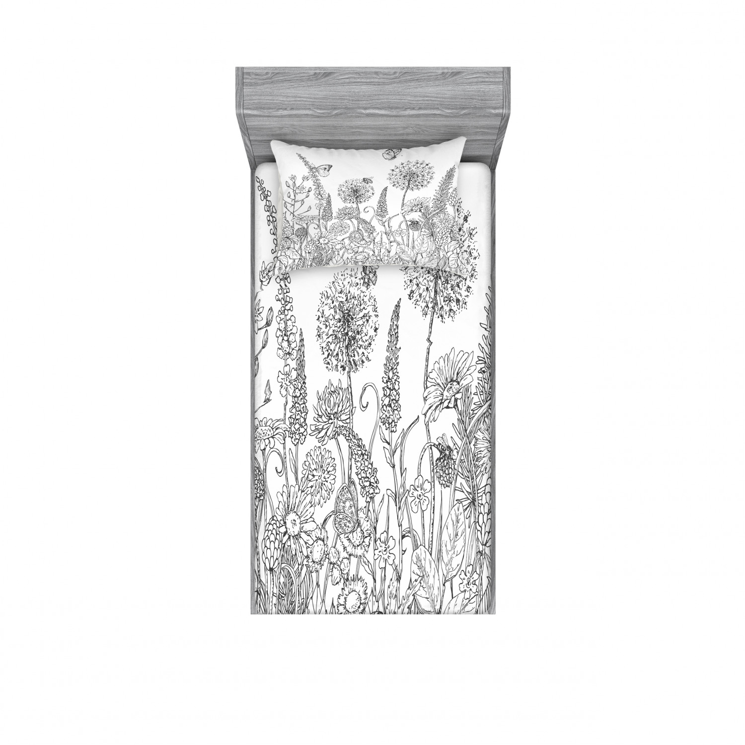 Ambesonne Floral Vintage Fitted Sheet Pillow Sham Set Bedding Decor in 4 Sizes - Picture 89 of 244