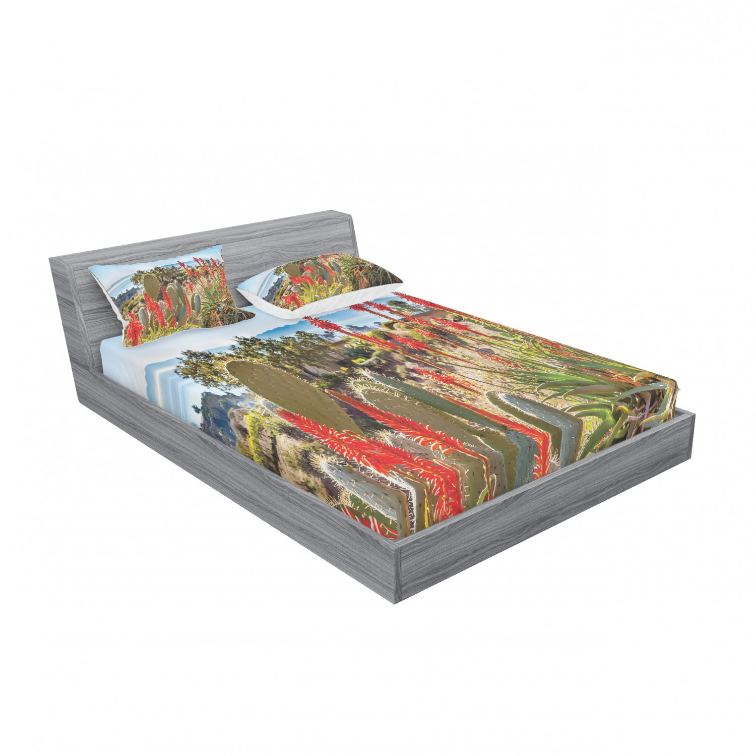 Ambesonne Landscape Floral Fitted Sheet Pillow Sham Set Bedding Decor in 4 Sizes - Picture 56 of 244
