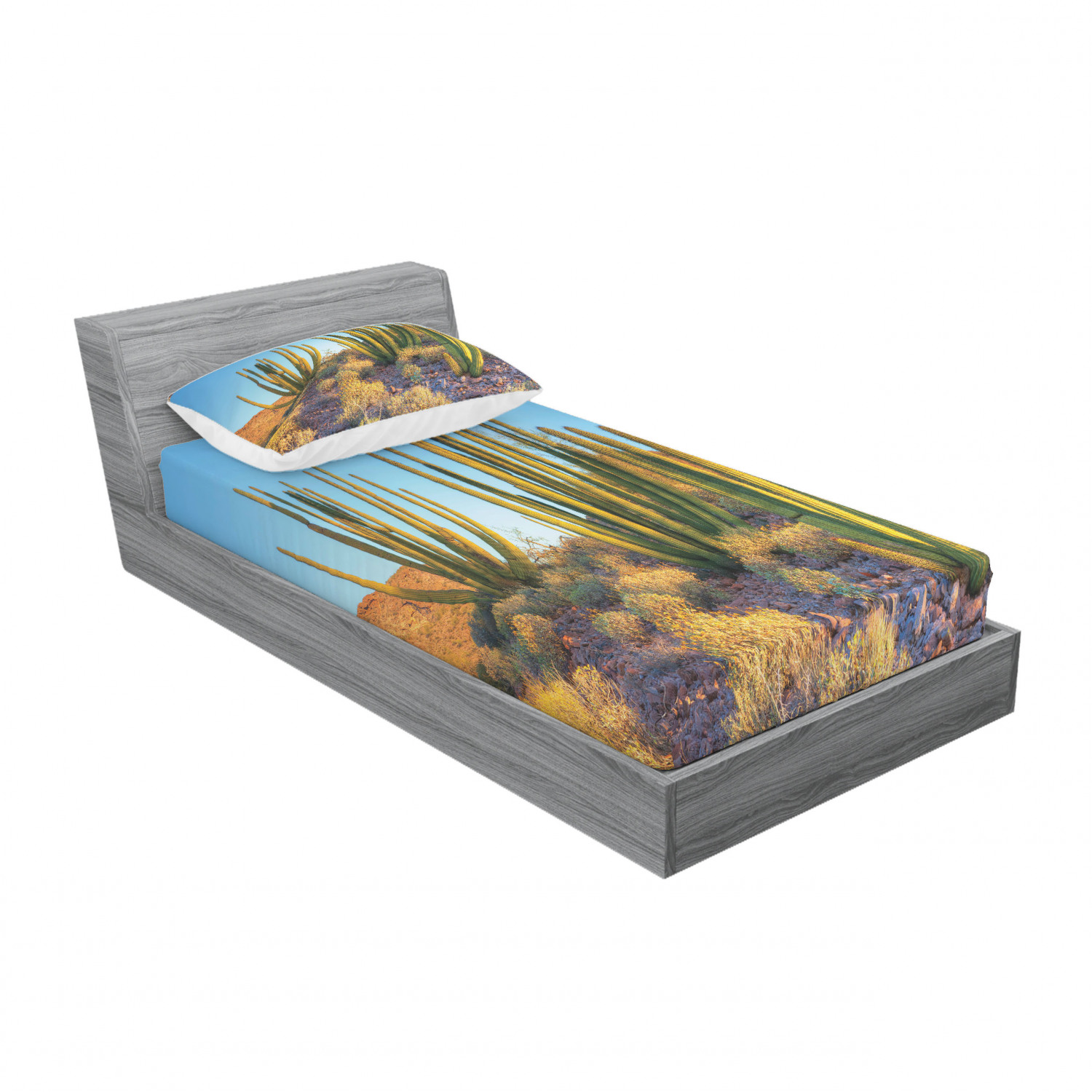 Ambesonne Landscape Floral Fitted Sheet Pillow Sham Set Bedding Decor in 4 Sizes - Picture 114 of 244