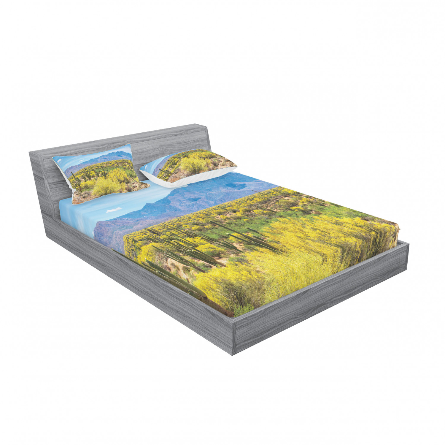 Ambesonne Landscape Floral Fitted Sheet Pillow Sham Set Bedding Decor in 4 Sizes - Picture 112 of 244