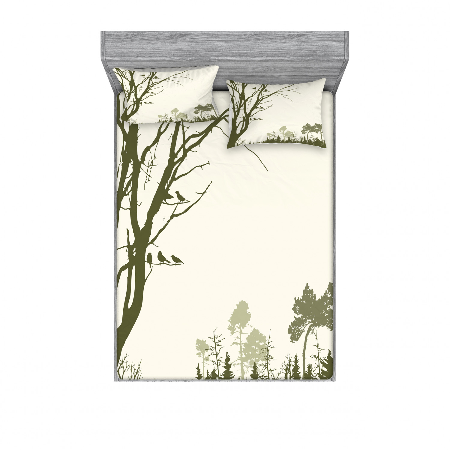 Ambesonne Landscape Floral Fitted Sheet Pillow Sham Set Bedding Decor in 4 Sizes - Picture 79 of 244