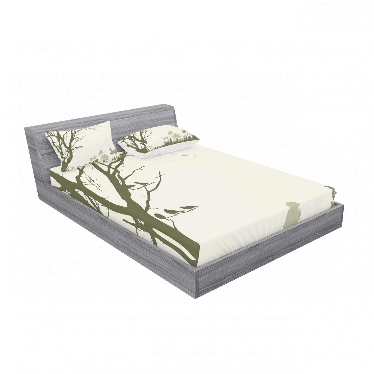 Ambesonne Landscape Floral Fitted Sheet Pillow Sham Set Bedding Decor in 4 Sizes - Picture 80 of 244