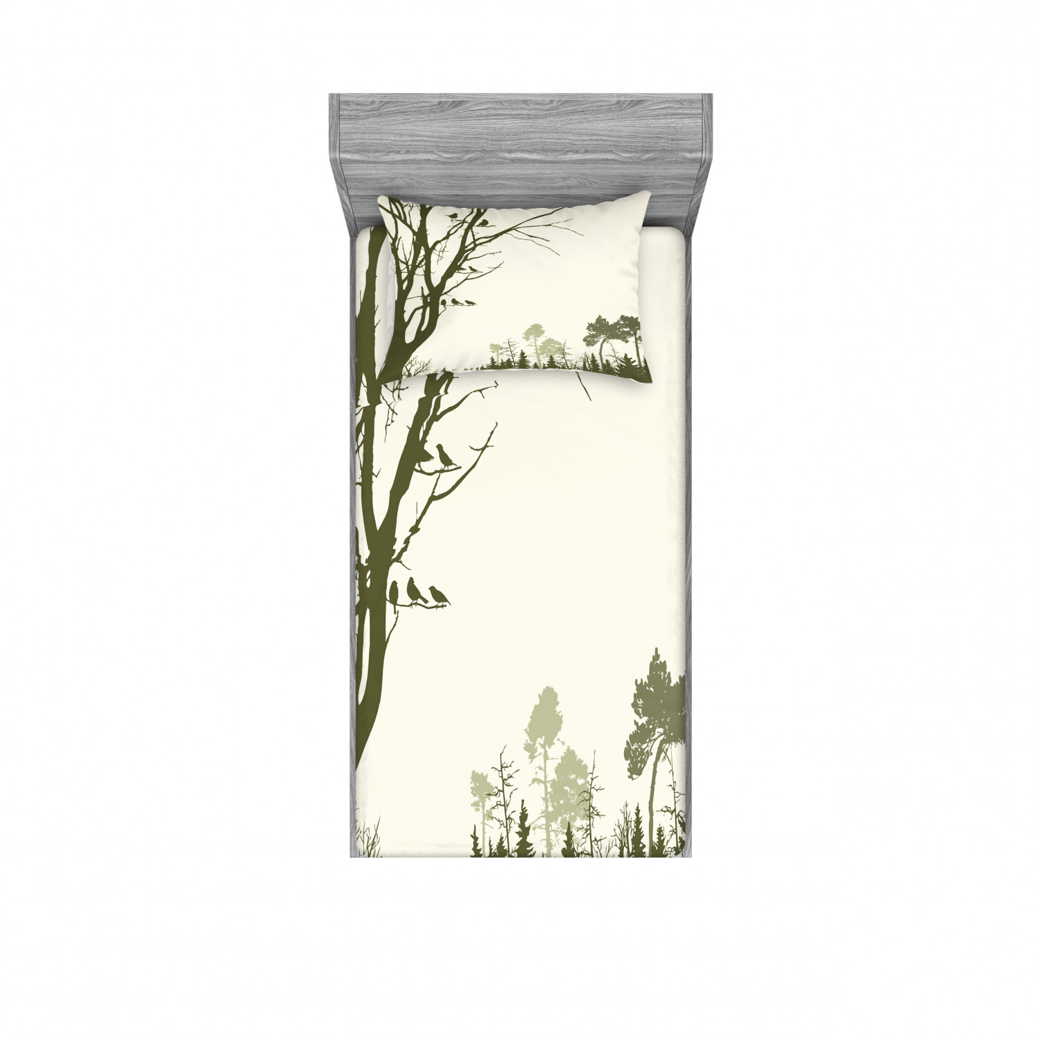 Ambesonne Landscape Floral Fitted Sheet Pillow Sham Set Bedding Decor in 4 Sizes - Picture 77 of 244