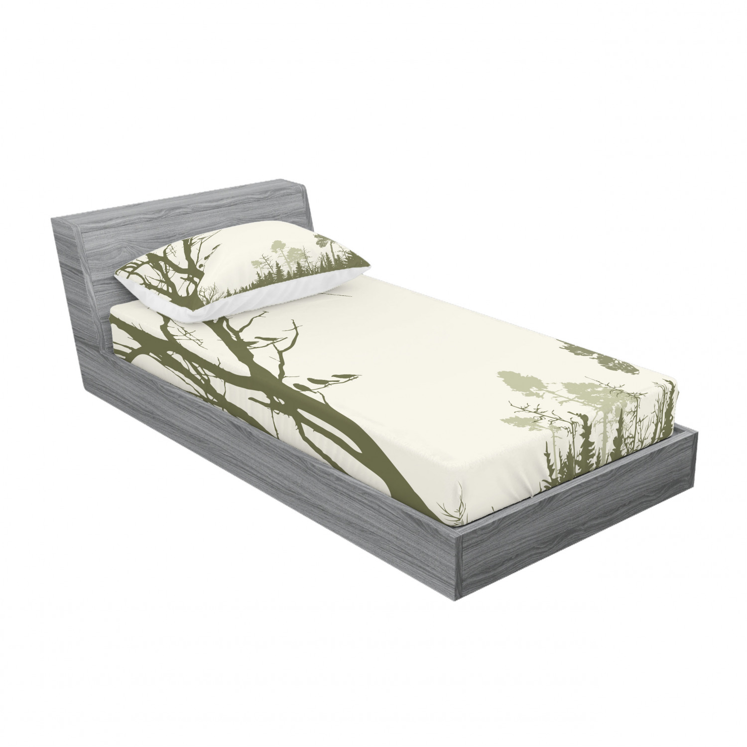 Ambesonne Landscape Floral Fitted Sheet Pillow Sham Set Bedding Decor in 4 Sizes - Picture 78 of 244
