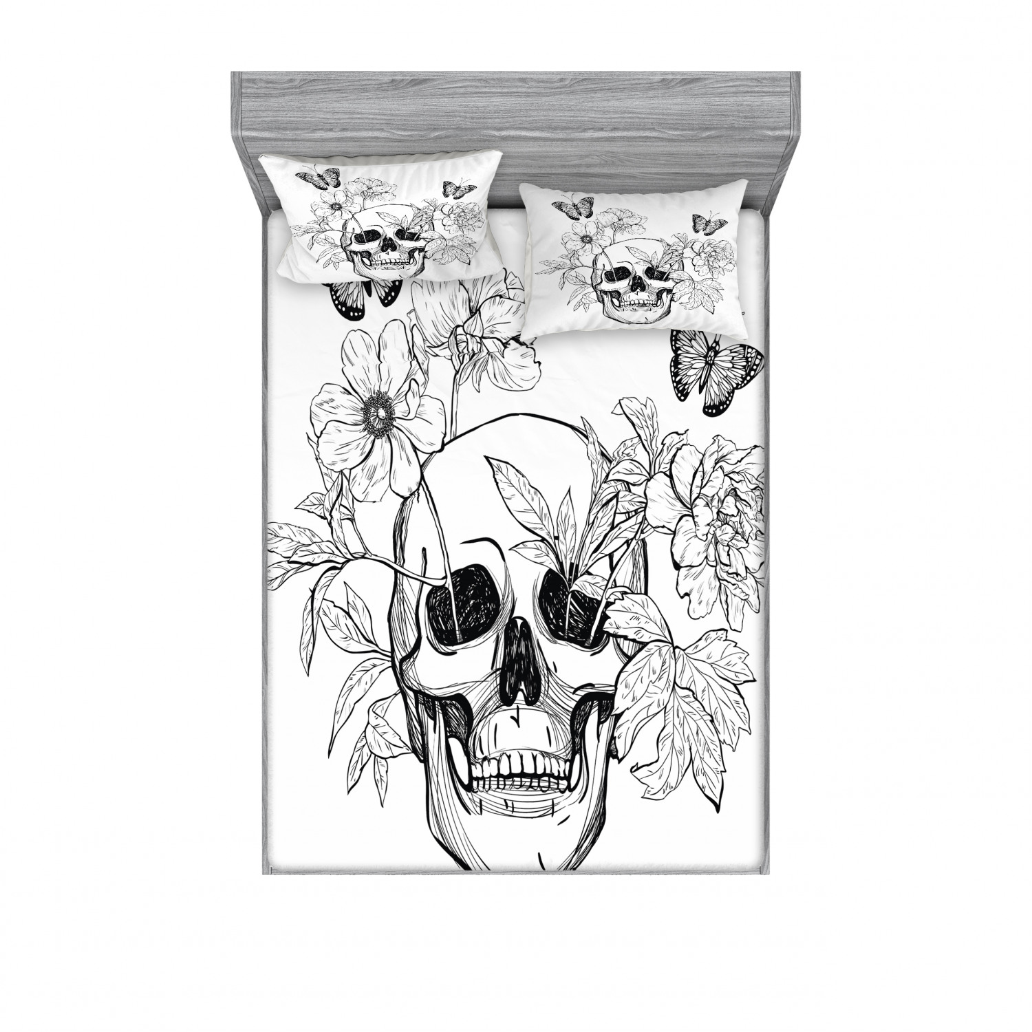 Ambesonne Floral Vintage Fitted Sheet Pillow Sham Set Bedding Decor in 4 Sizes - Picture 199 of 244