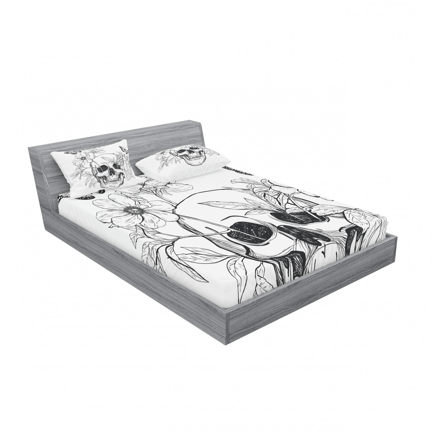 Ambesonne Floral Vintage Fitted Sheet Pillow Sham Set Bedding Decor in 4 Sizes - Picture 200 of 244