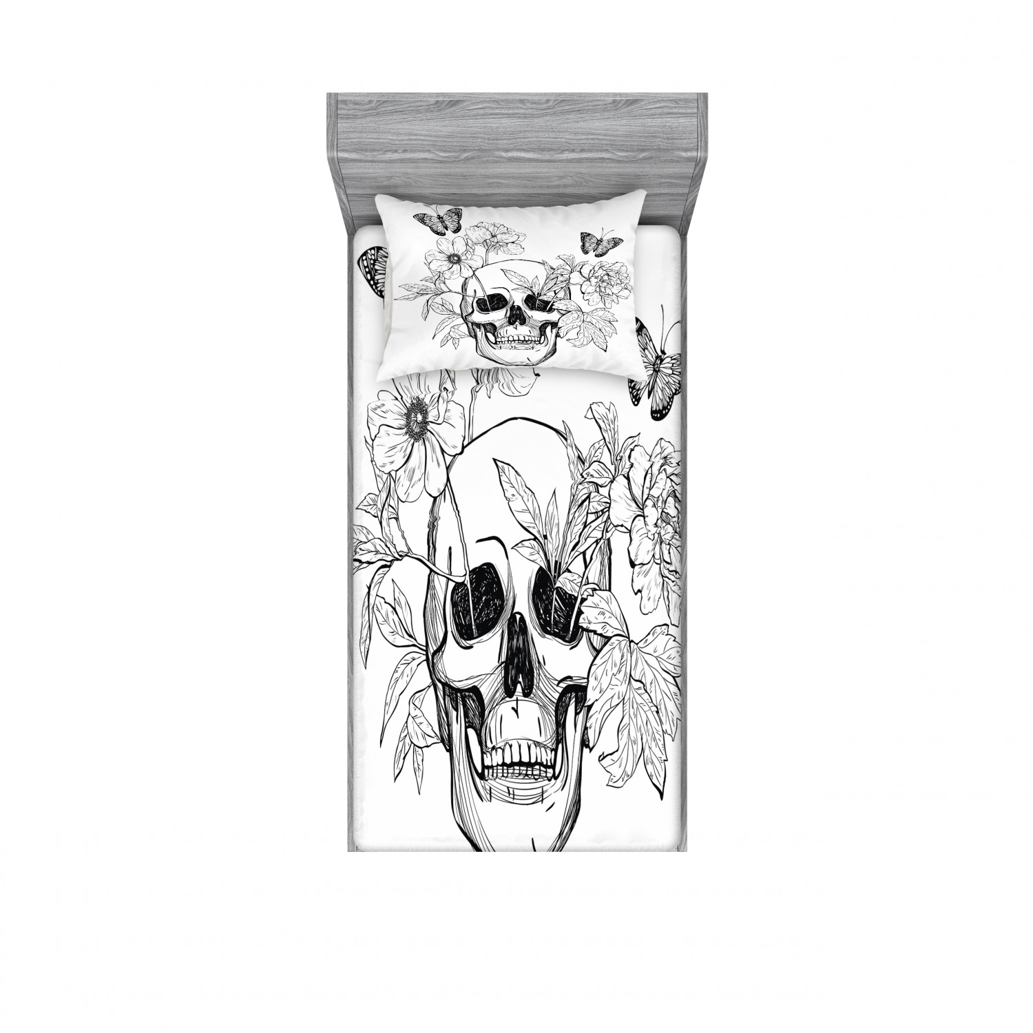 Ambesonne Floral Vintage Fitted Sheet Pillow Sham Set Bedding Decor in 4 Sizes - Picture 197 of 244