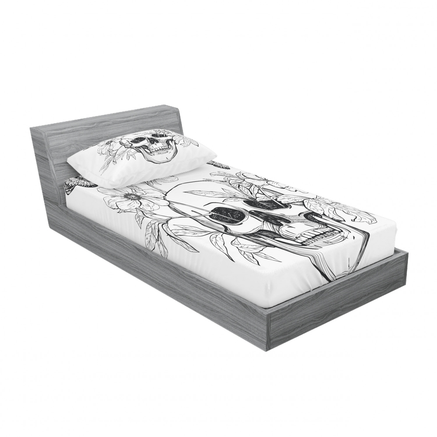 Ambesonne Floral Vintage Fitted Sheet Pillow Sham Set Bedding Decor in 4 Sizes - Picture 198 of 244