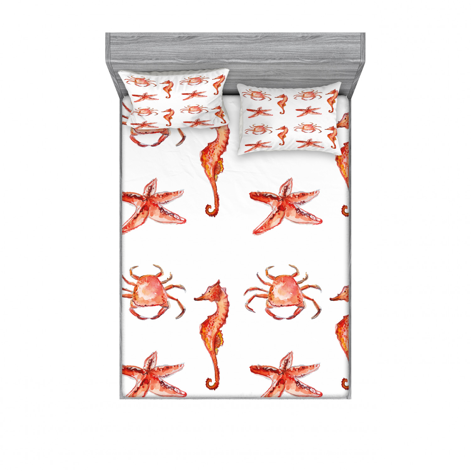 Ambesonne Nautical Theme Fitted Sheet Pillow Sham Set Bedding Decor in 4 Sizes - Picture 223 of 244