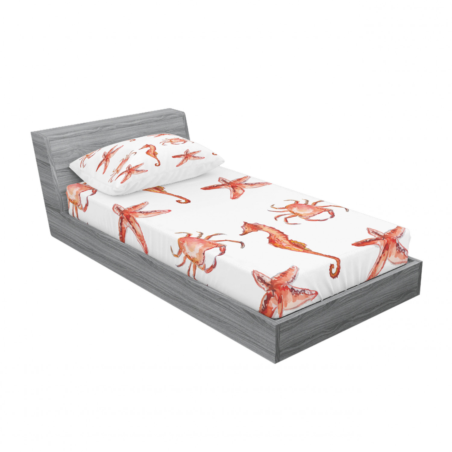 Ambesonne Nautical Theme Fitted Sheet Pillow Sham Set Bedding Decor in 4 Sizes - Picture 222 of 244