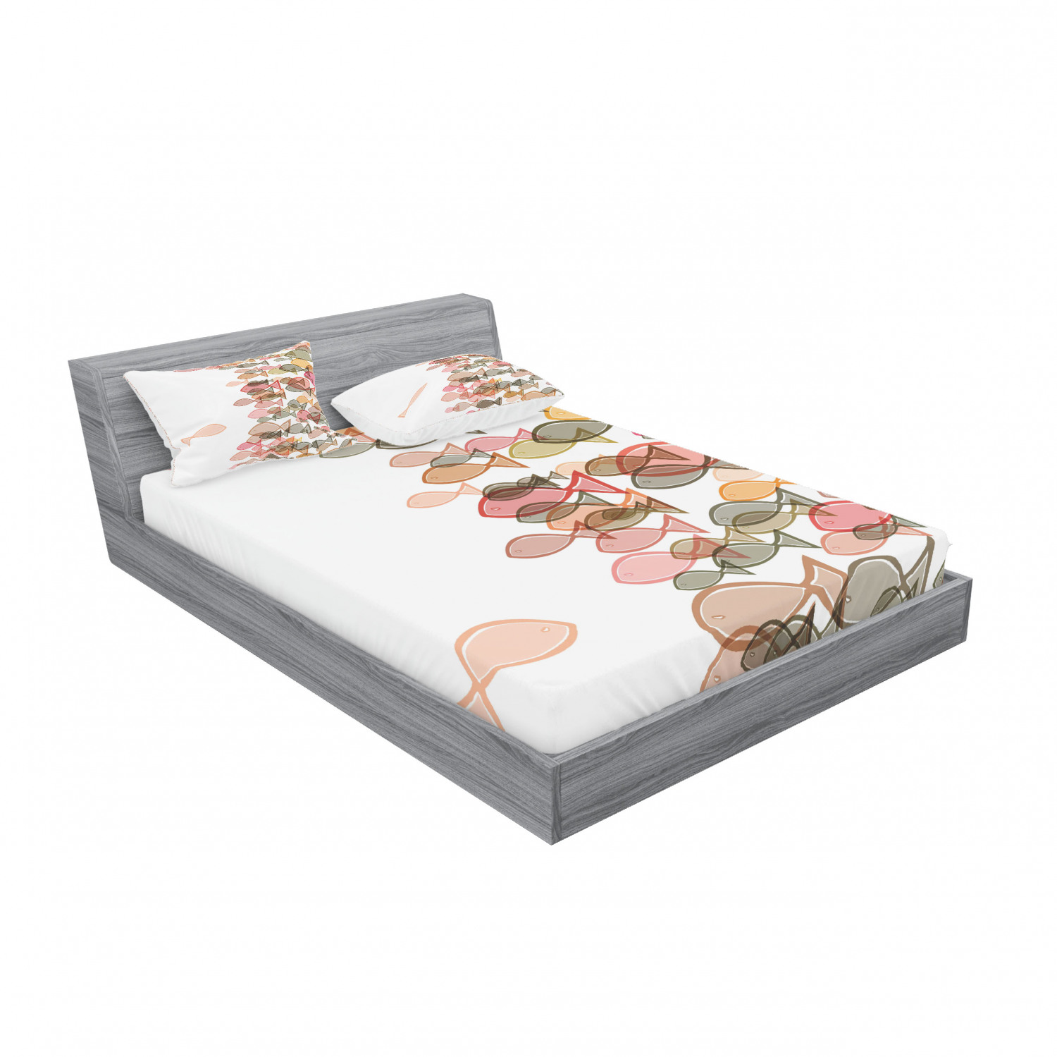 Ambesonne Nautical Theme Fitted Sheet Pillow Sham Set Bedding Decor in 4 Sizes - Picture 56 of 244