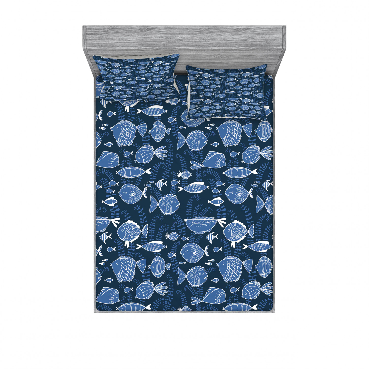 Ambesonne Ocean View Fitted Sheet Pillow Sham Set Bedding Decor in 4 Sizes - Picture 211 of 244