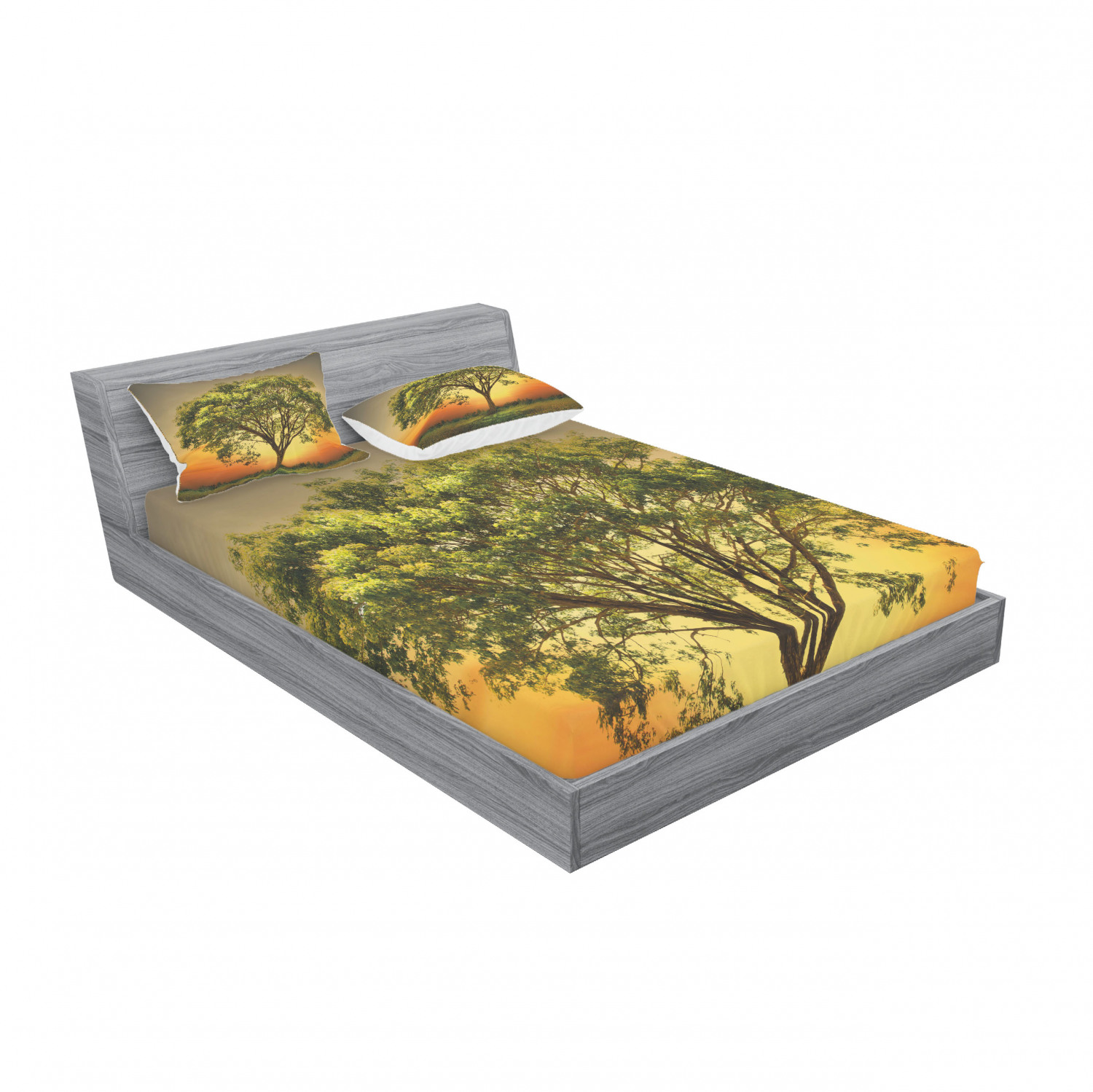 Ambesonne Landscape Floral Fitted Sheet Pillow Sham Set Bedding Decor in 4 Sizes - Picture 192 of 244