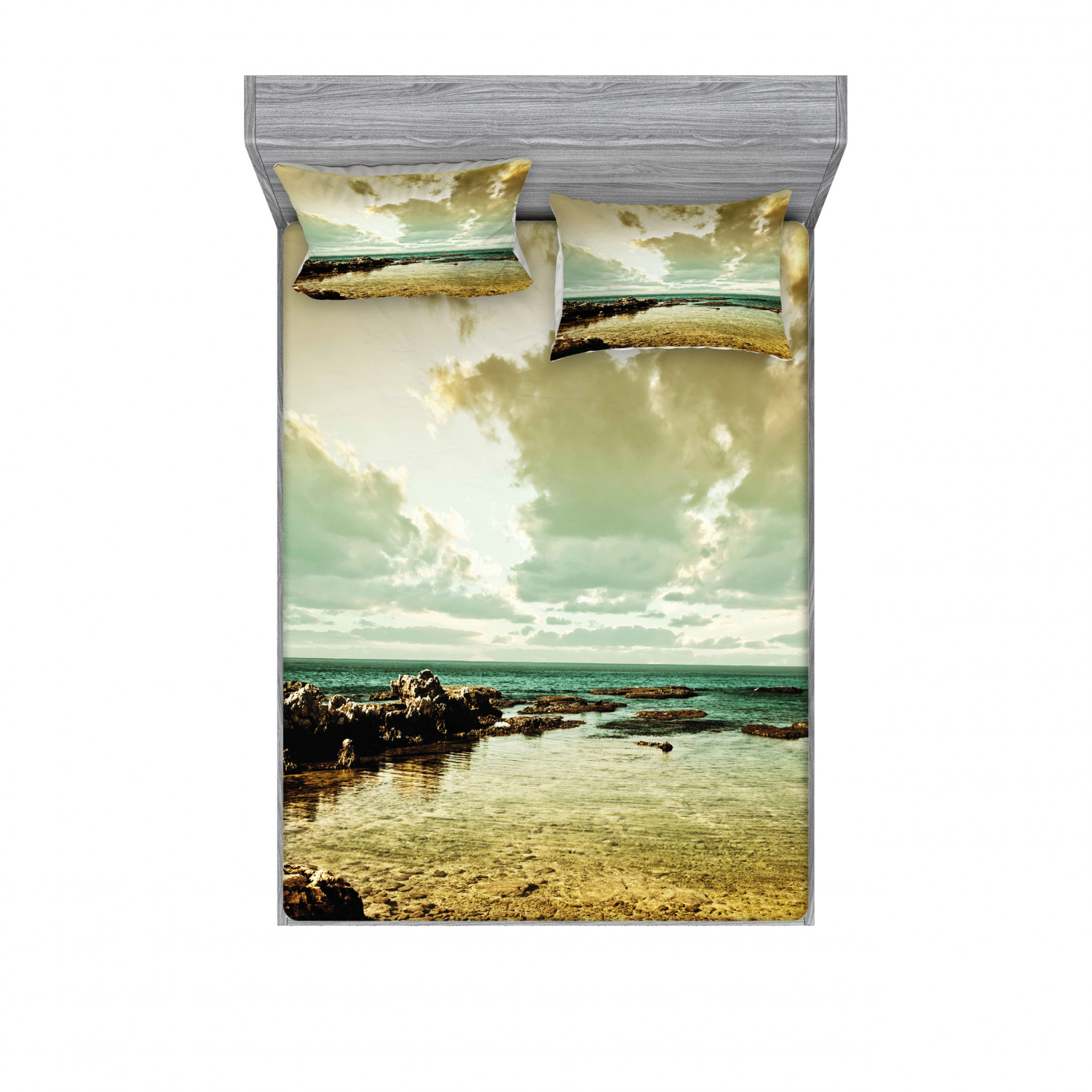 Ambesonne Landscape Floral Fitted Sheet Pillow Sham Set Bedding Decor in 4 Sizes - Picture 135 of 244