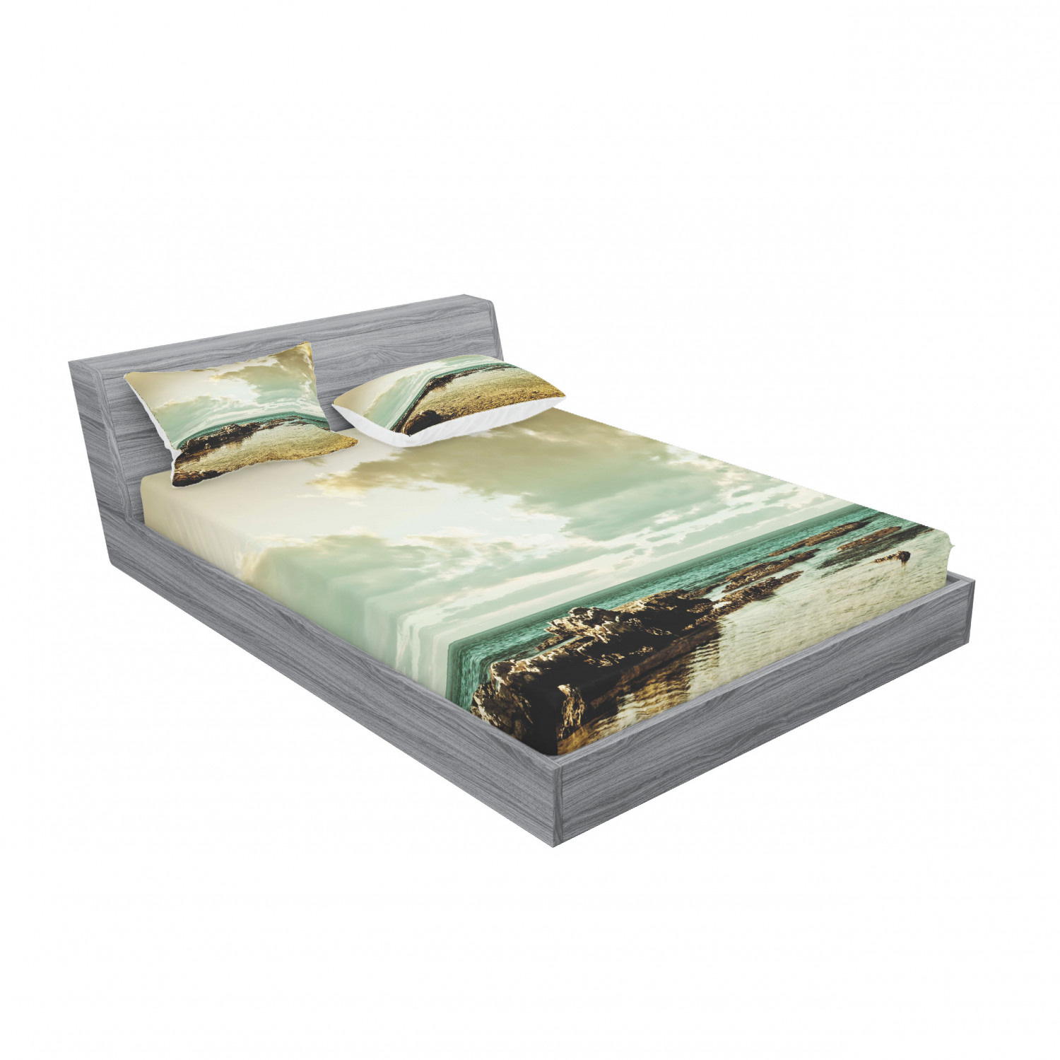 Ambesonne Landscape Floral Fitted Sheet Pillow Sham Set Bedding Decor in 4 Sizes - Picture 136 of 244