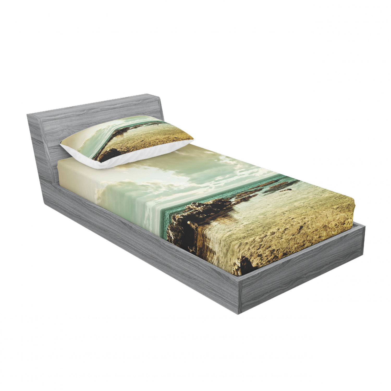 Ambesonne Landscape Floral Fitted Sheet Pillow Sham Set Bedding Decor in 4 Sizes - Picture 134 of 244