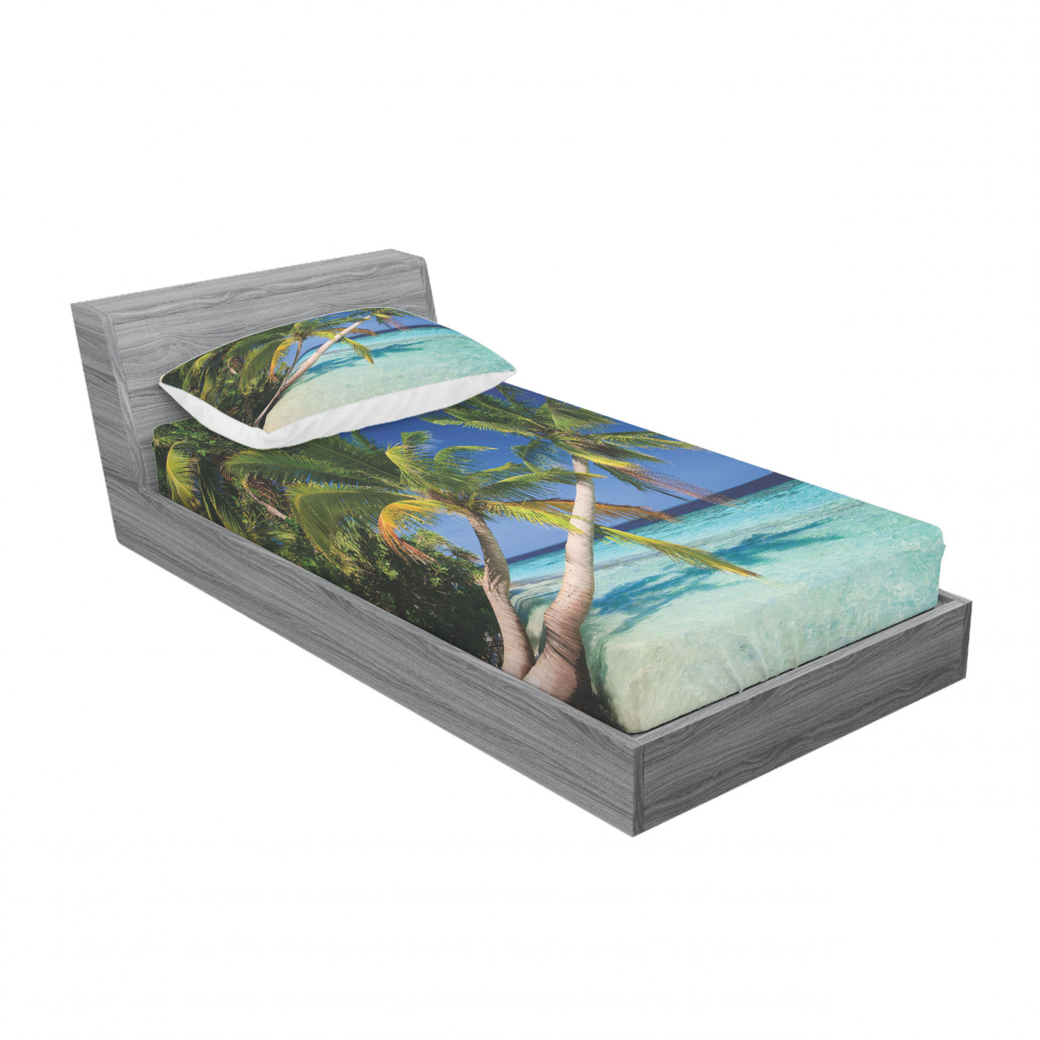 Ambesonne Landscape Floral Fitted Sheet Pillow Sham Set Bedding Decor in 4 Sizes - Picture 202 of 244