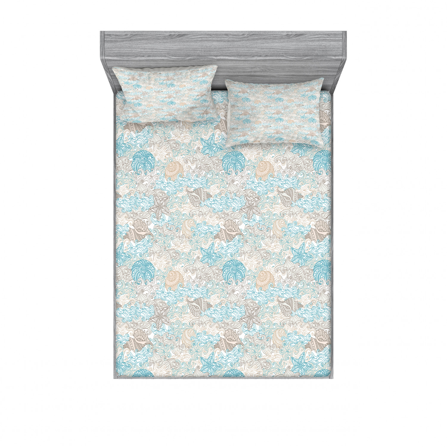Ambesonne Nautical Theme Fitted Sheet Pillow Sham Set Bedding Decor in 4 Sizes - Picture 135 of 244
