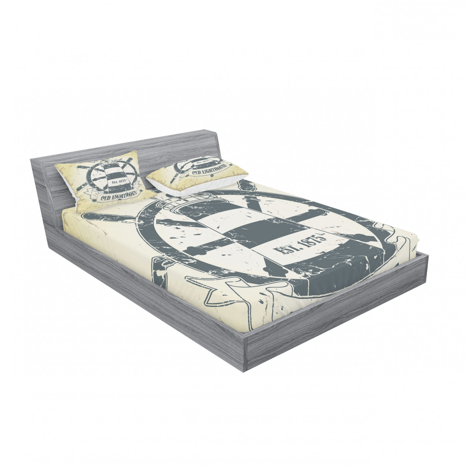 Ambesonne Nautical Theme Fitted Sheet Pillow Sham Set Bedding Decor in 4 Sizes - Picture 192 of 244