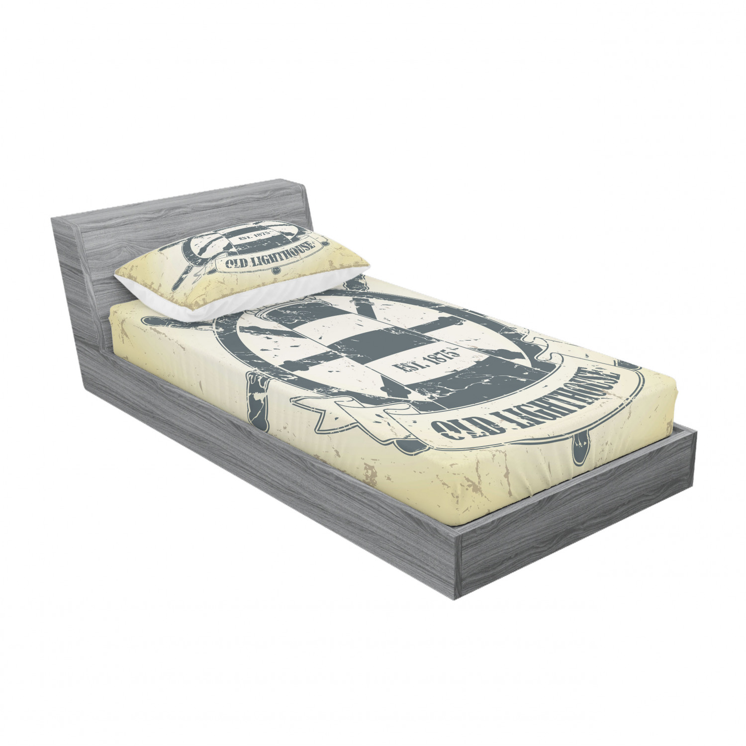 Ambesonne Nautical Theme Fitted Sheet Pillow Sham Set Bedding Decor in 4 Sizes - Picture 190 of 244