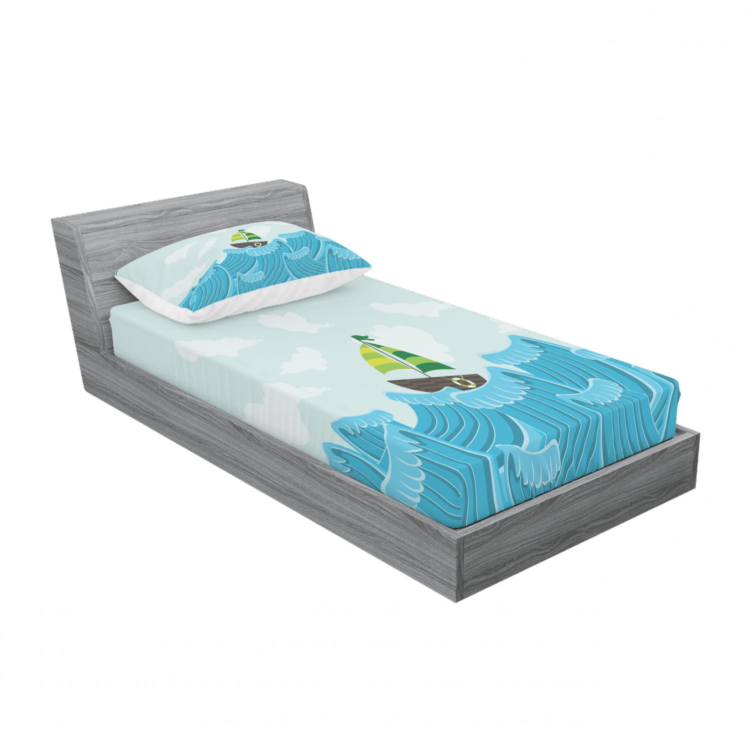 Ambesonne Ocean View Fitted Sheet Pillow Sham Set Bedding Decor in 4 Sizes - Picture 154 of 244
