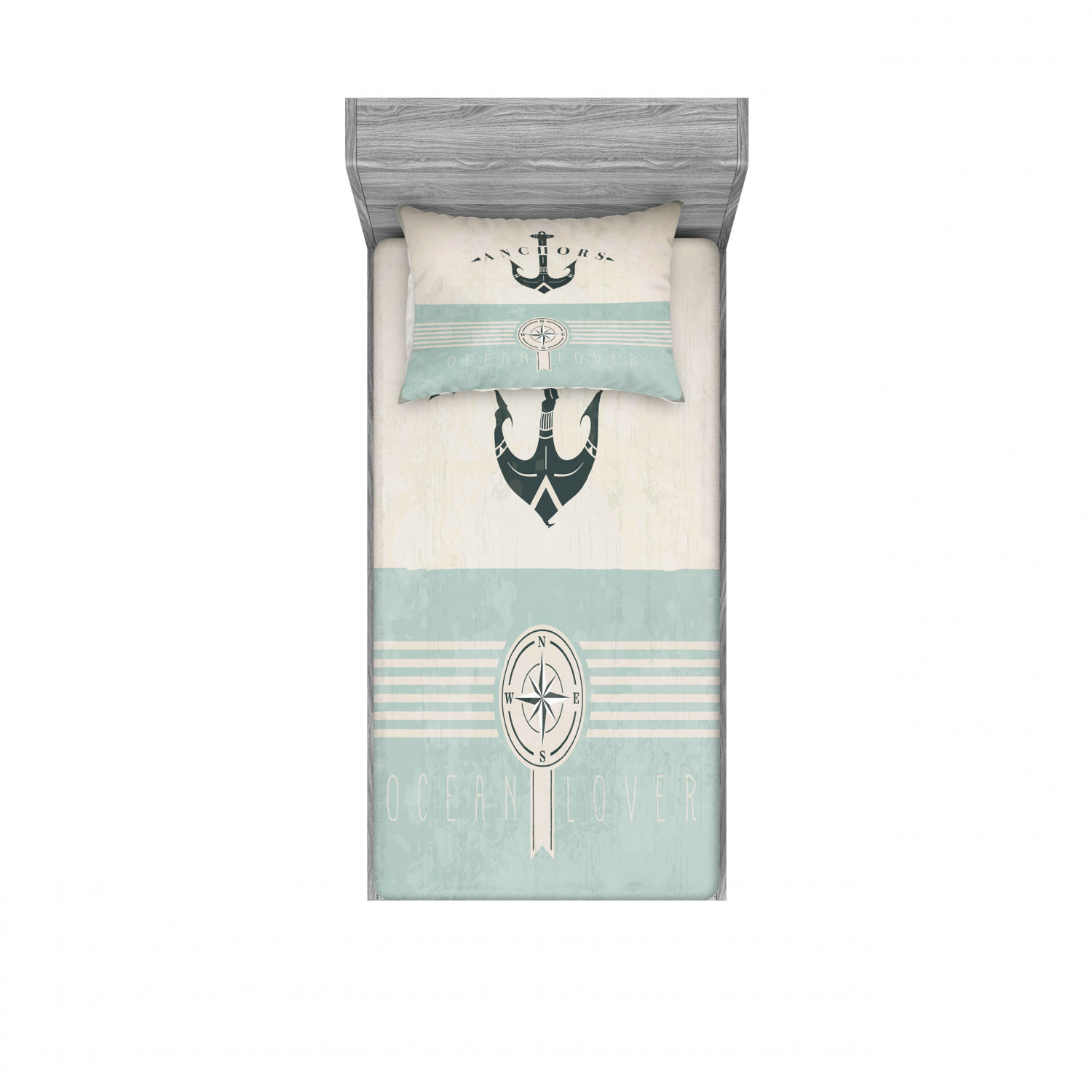 Ambesonne Nautical Theme Fitted Sheet Pillow Sham Set Bedding Decor in 4 Sizes - Picture 229 of 244