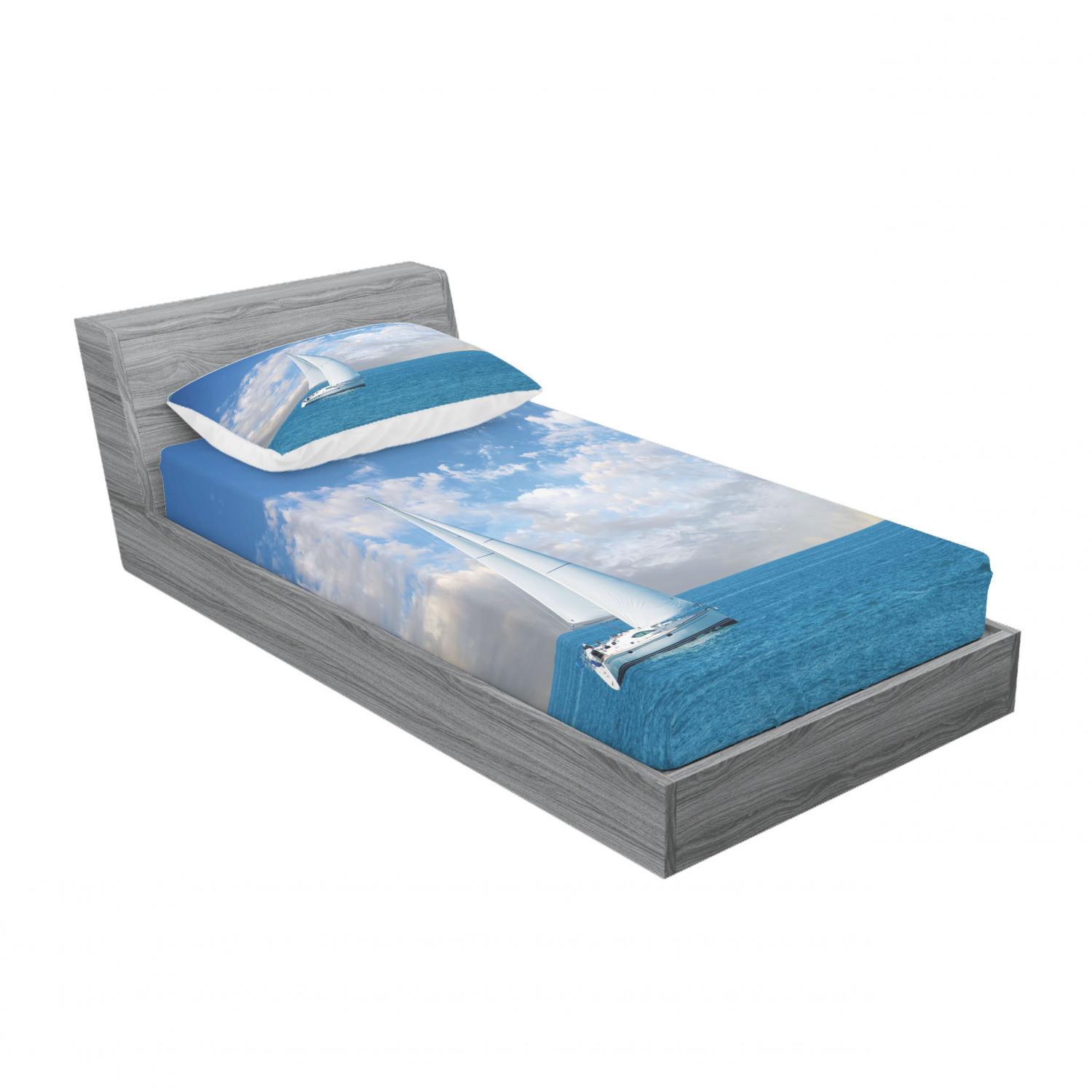 Ambesonne Ocean View Fitted Sheet Pillow Sham Set Bedding Decor in 4 Sizes - Picture 102 of 244