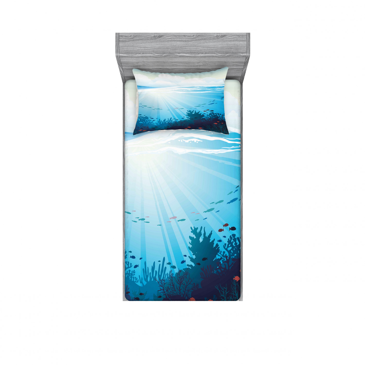 Ambesonne Ocean View Fitted Sheet Pillow Sham Set Bedding Decor in 4 Sizes - Picture 65 of 244