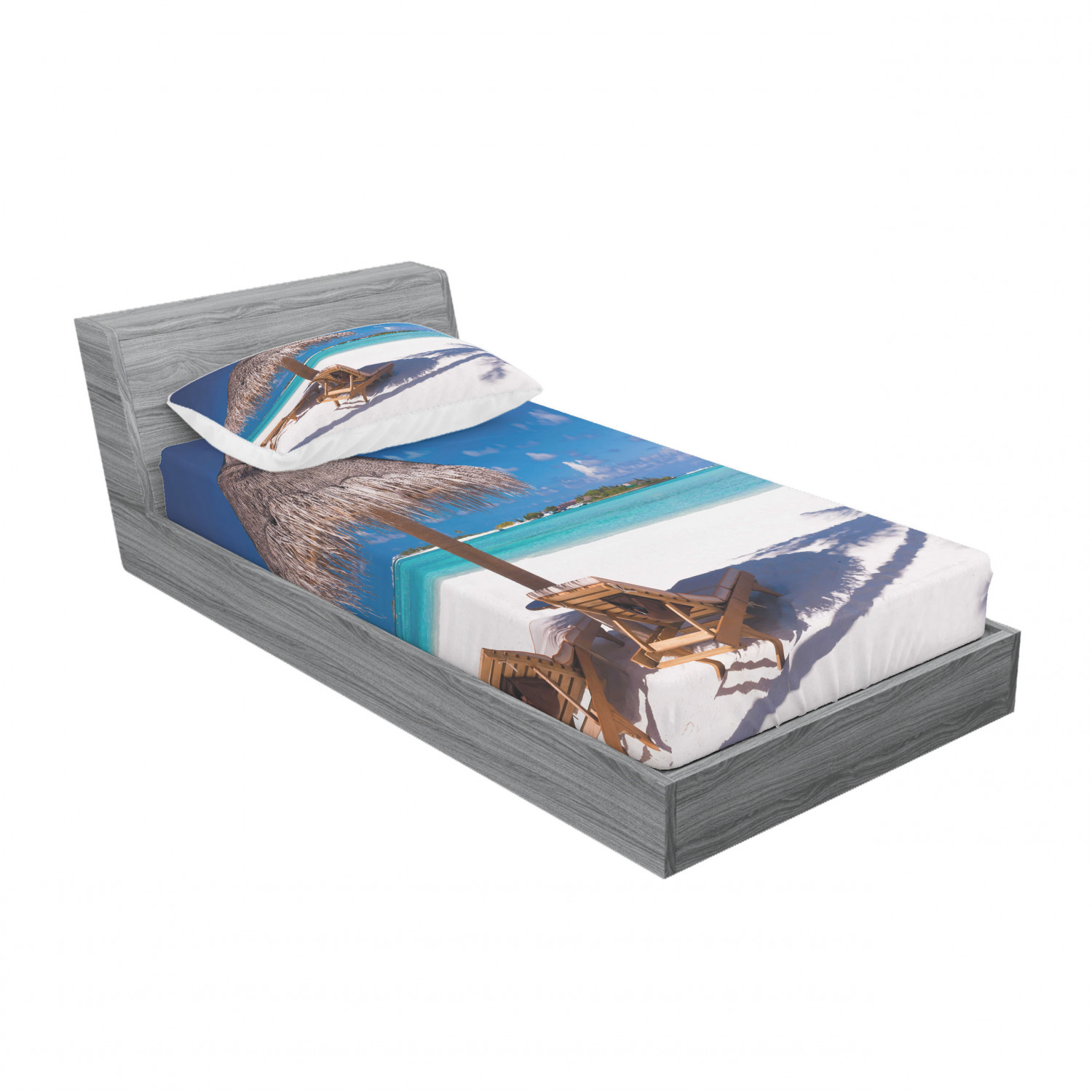 Ambesonne Ocean View Fitted Sheet Pillow Sham Set Bedding Decor in 4 Sizes - Picture 78 of 244
