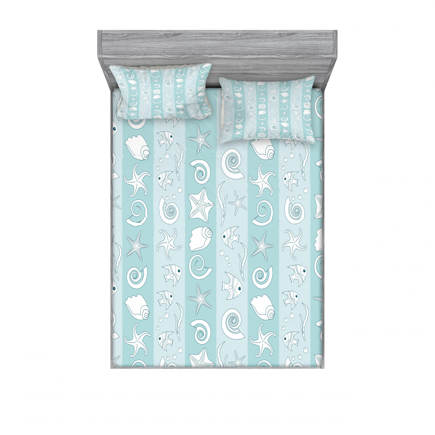 Ambesonne Nautical Theme Fitted Sheet Pillow Sham Set Bedding Decor in 4 Sizes - Picture 171 of 244