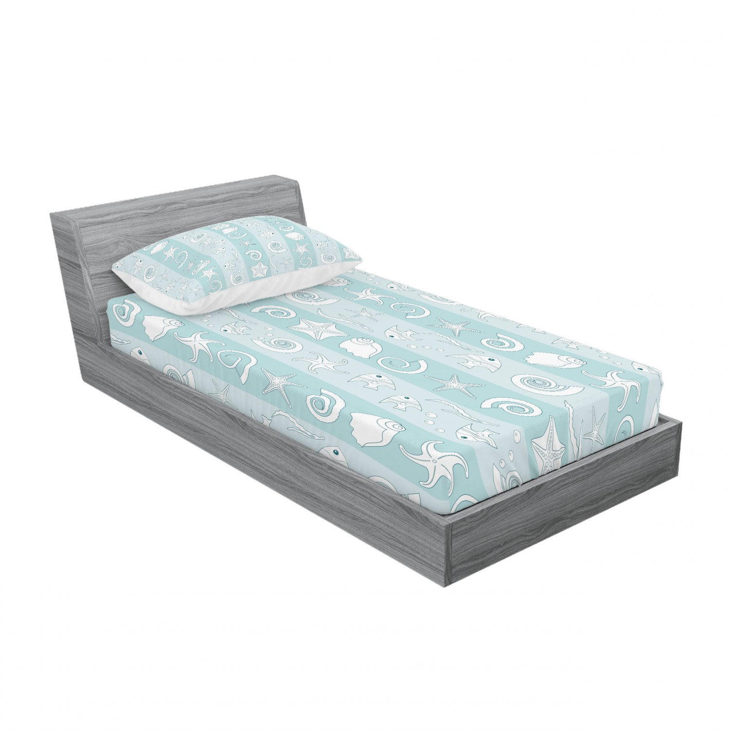 Ambesonne Nautical Theme Fitted Sheet Pillow Sham Set Bedding Decor in 4 Sizes - Picture 170 of 244