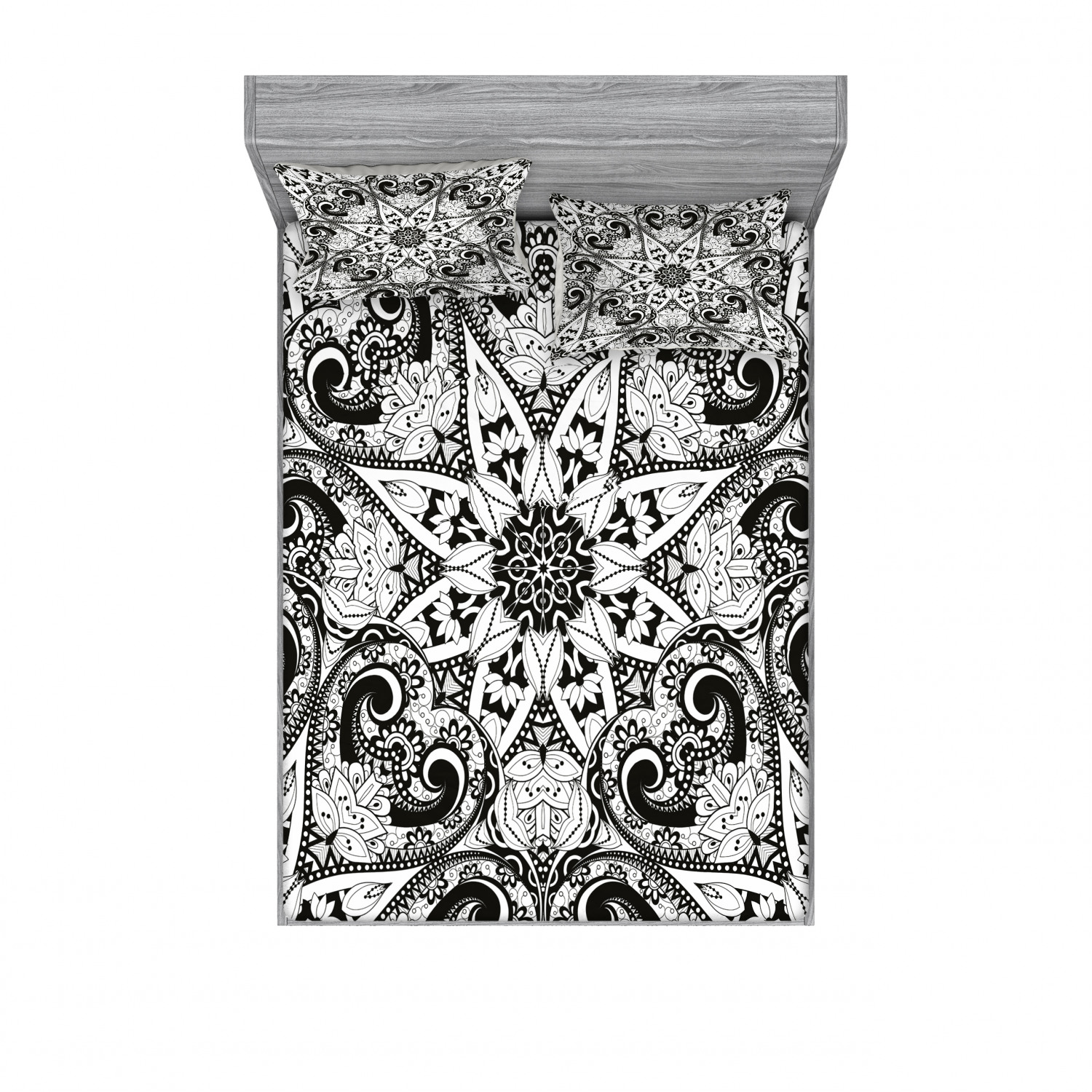 Ambesonne Mandala Fitted Sheet Pillow Sham Set Bedding Decor in 4 Sizes