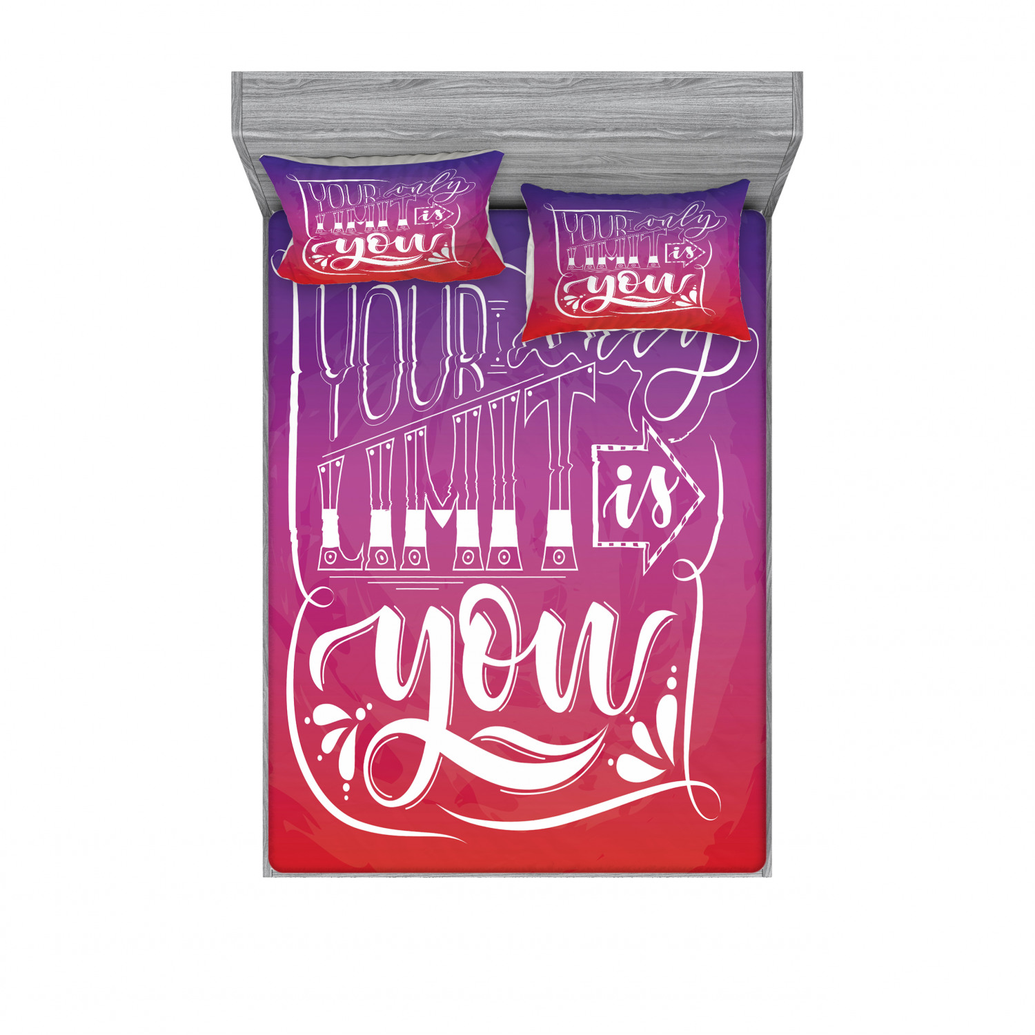 Ambesonne Lettering Fitted Sheet Pillow Sham Set Bedding Decor in 4 Sizes - Picture 155 of 244