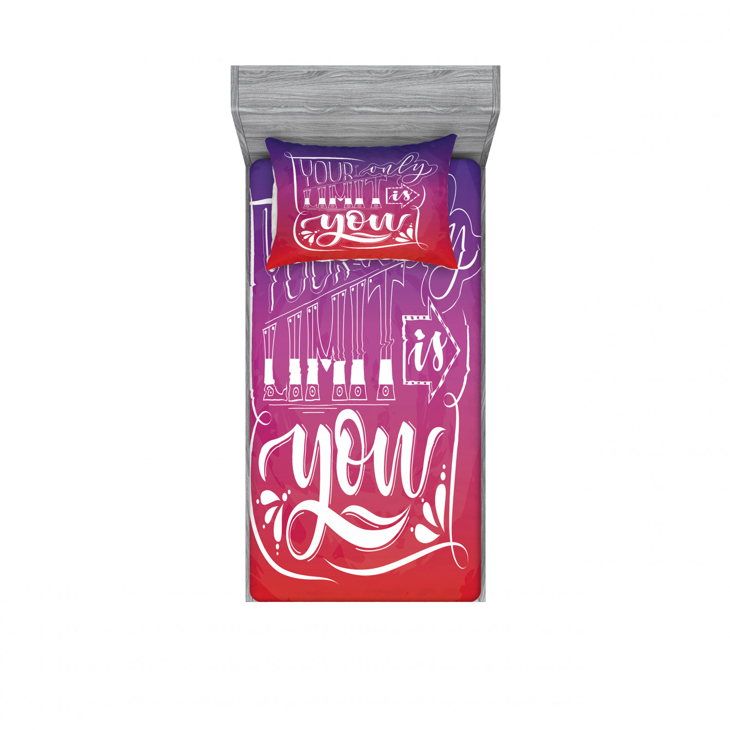 Ambesonne Lettering Fitted Sheet Pillow Sham Set Bedding Decor in 4 Sizes - Picture 153 of 244