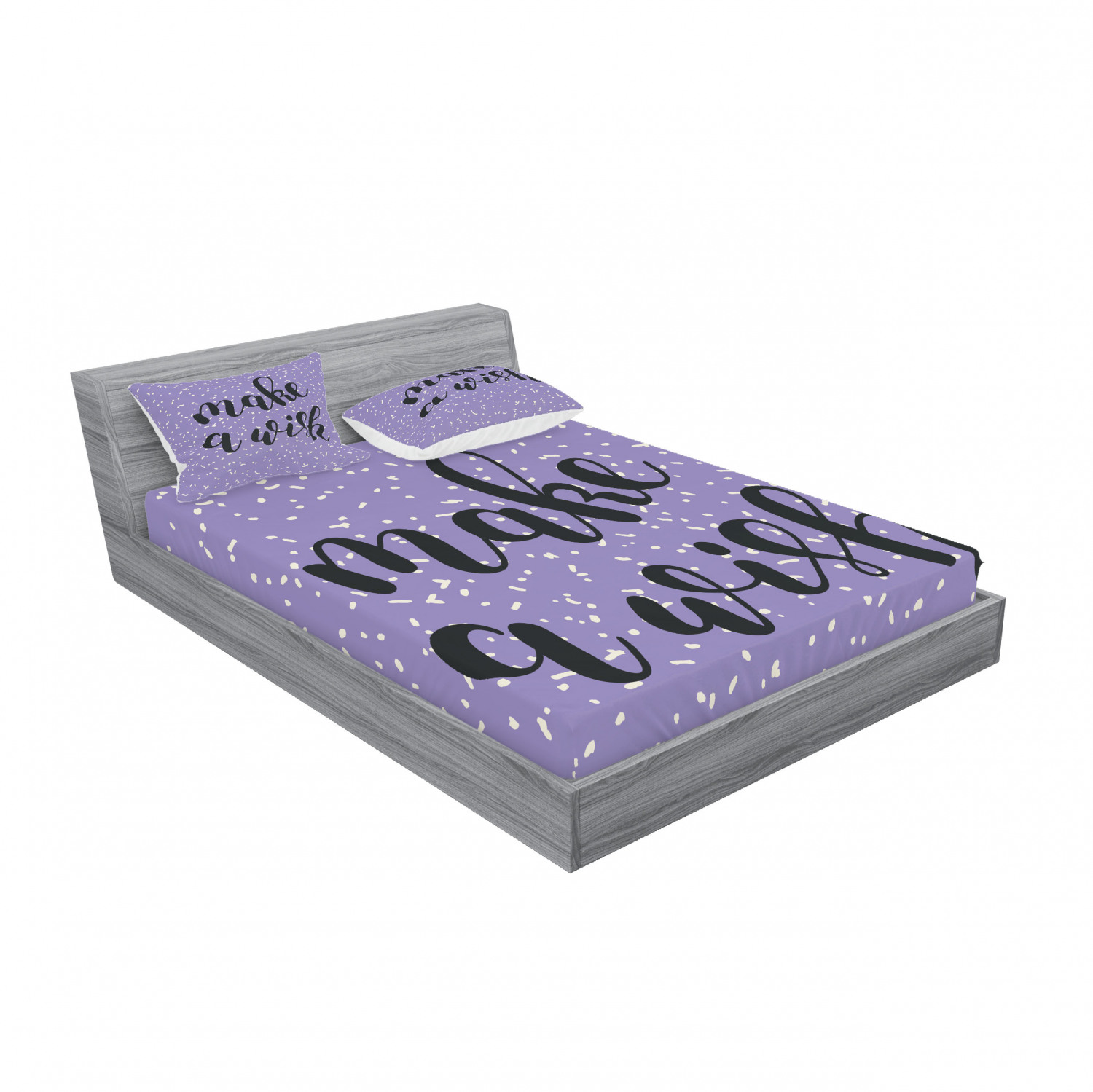 Ambesonne Lettering Fitted Sheet Pillow Sham Set Bedding Decor in 4 Sizes - Picture 216 of 244