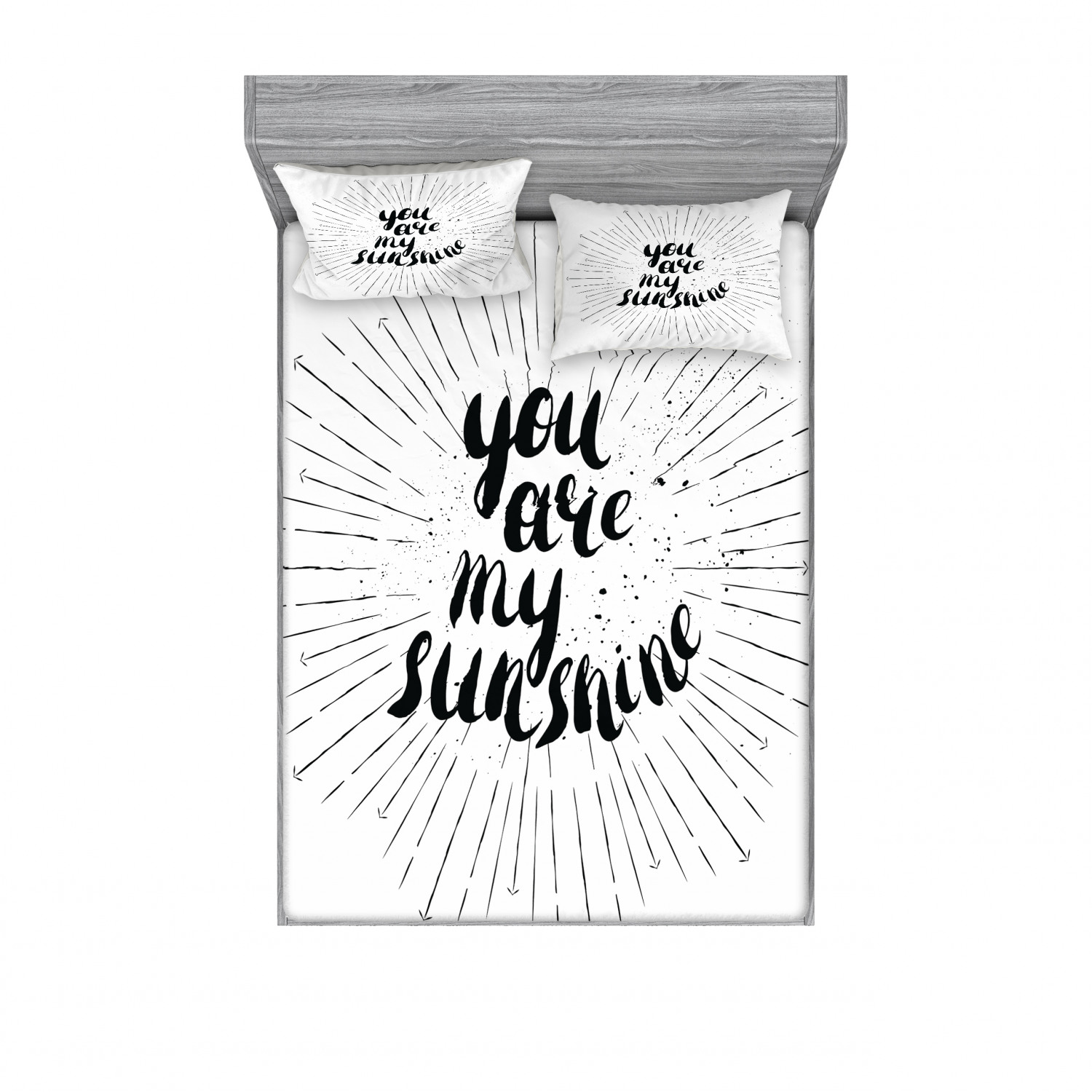 Ambesonne Lettering Fitted Sheet Pillow Sham Set Bedding Decor in 4 Sizes - Picture 127 of 244