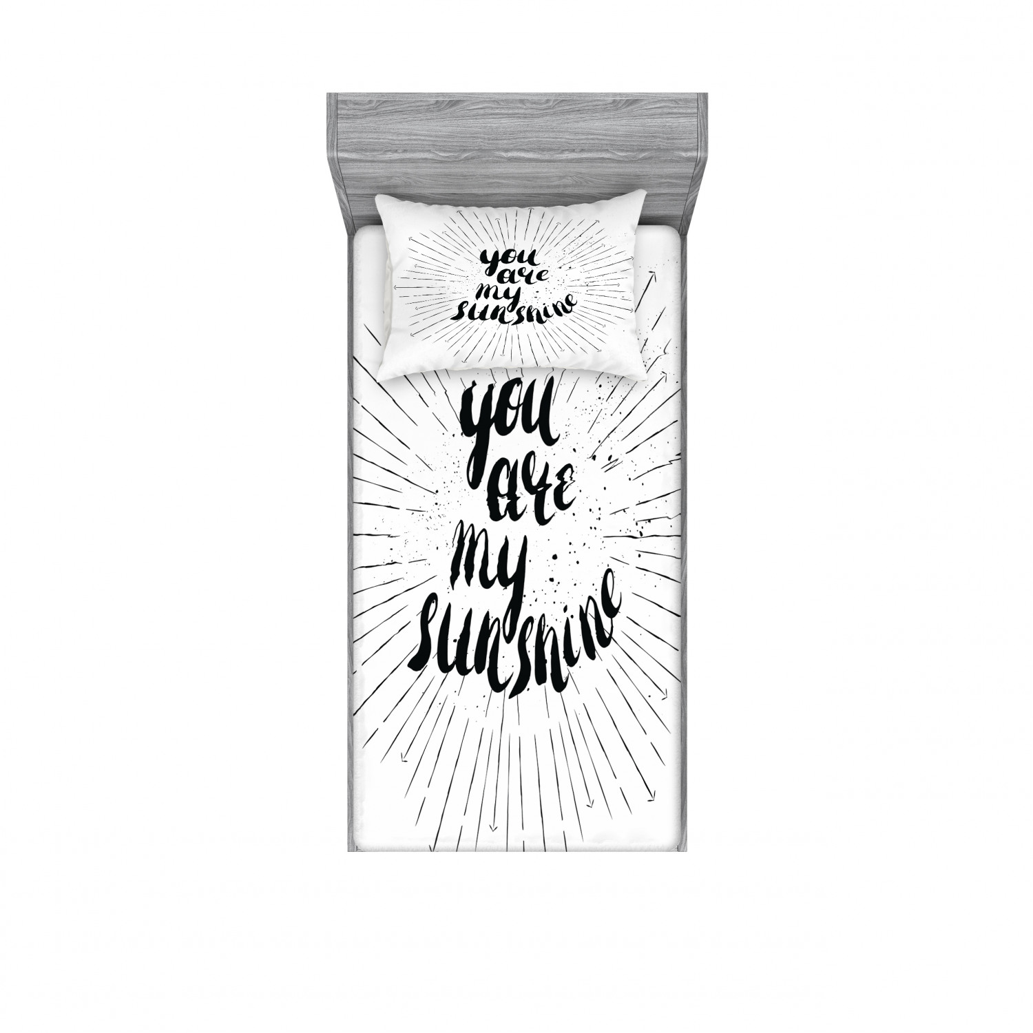 Ambesonne Lettering Fitted Sheet Pillow Sham Set Bedding Decor in 4 Sizes - Picture 125 of 244