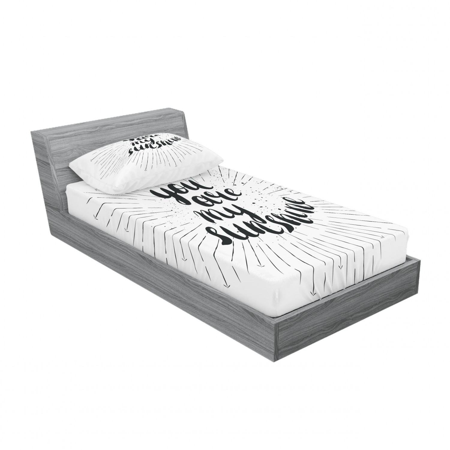 Ambesonne Lettering Fitted Sheet Pillow Sham Set Bedding Decor in 4 Sizes - Picture 126 of 244