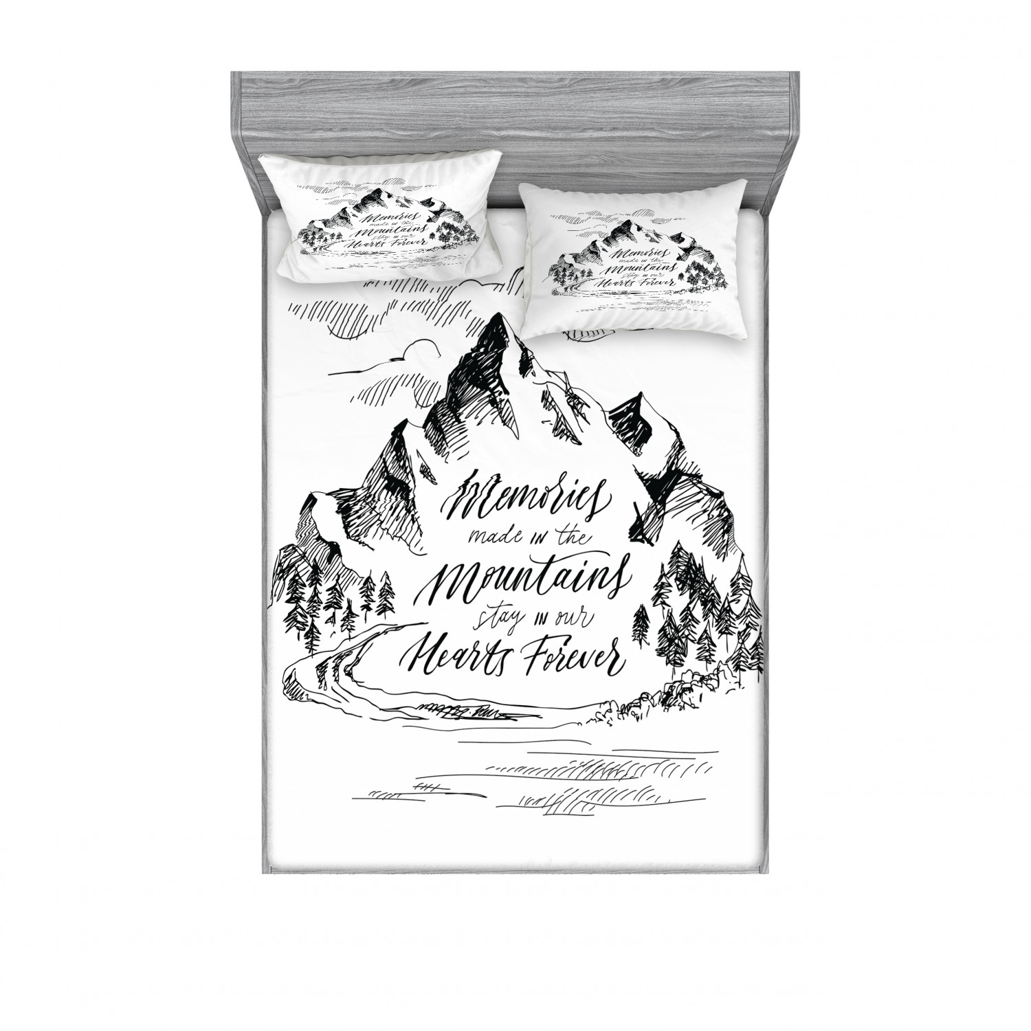 Ambesonne Lettering Fitted Sheet Pillow Sham Set Bedding Decor in 4 Sizes - Picture 123 of 244