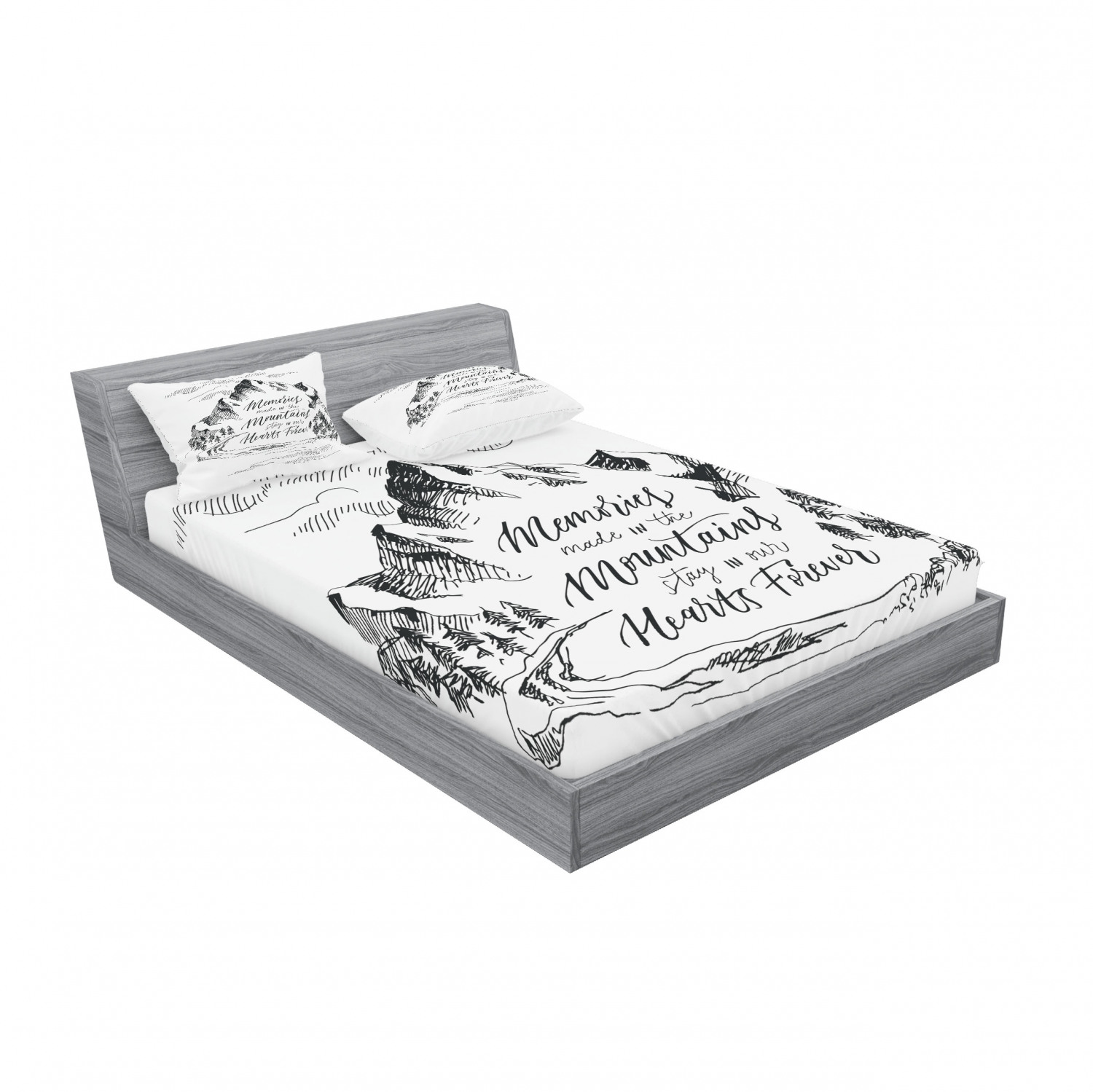 Ambesonne Lettering Fitted Sheet Pillow Sham Set Bedding Decor in 4 Sizes - Picture 124 of 244