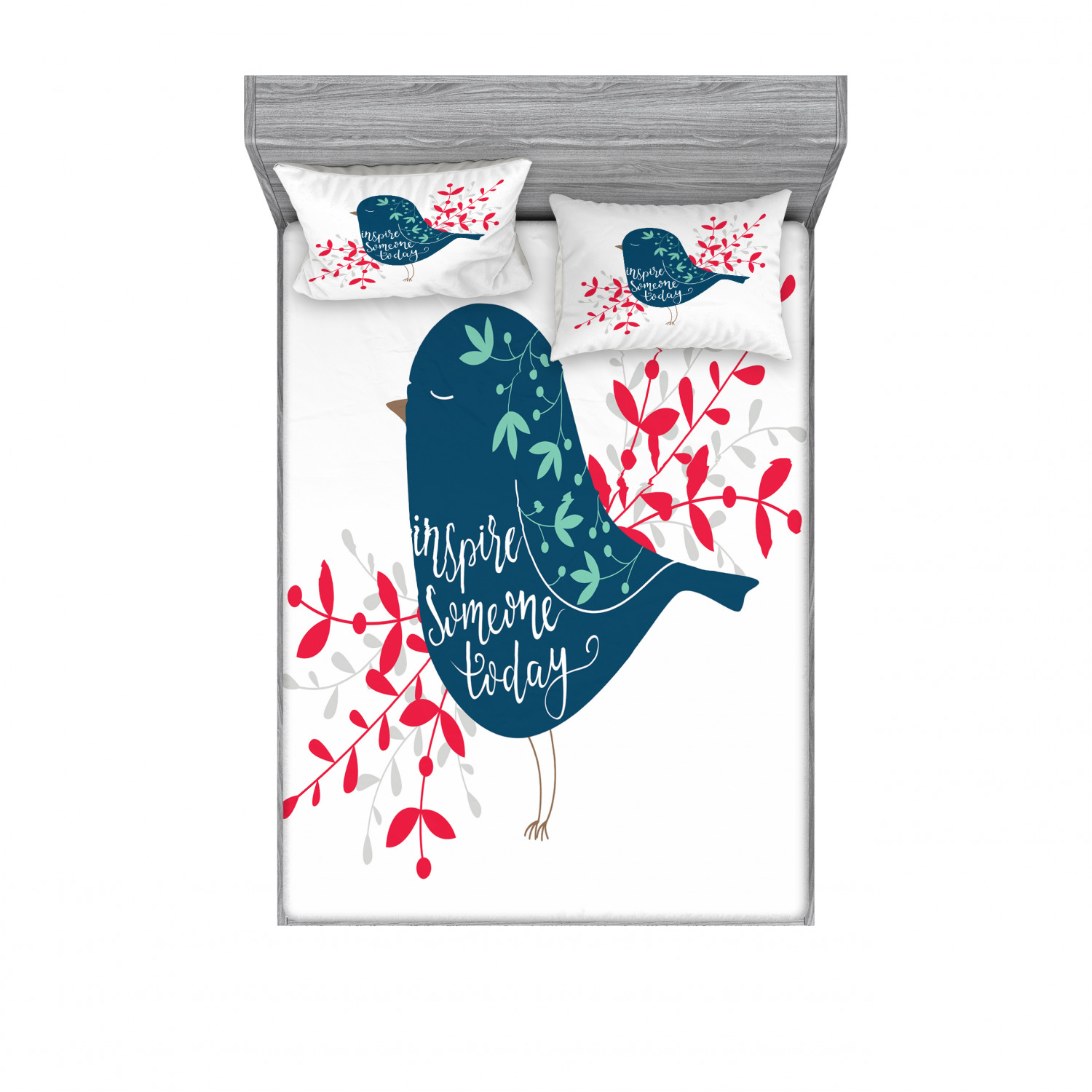 Ambesonne Lettering Fitted Sheet Pillow Sham Set Bedding Decor in 4 Sizes - Picture 187 of 244