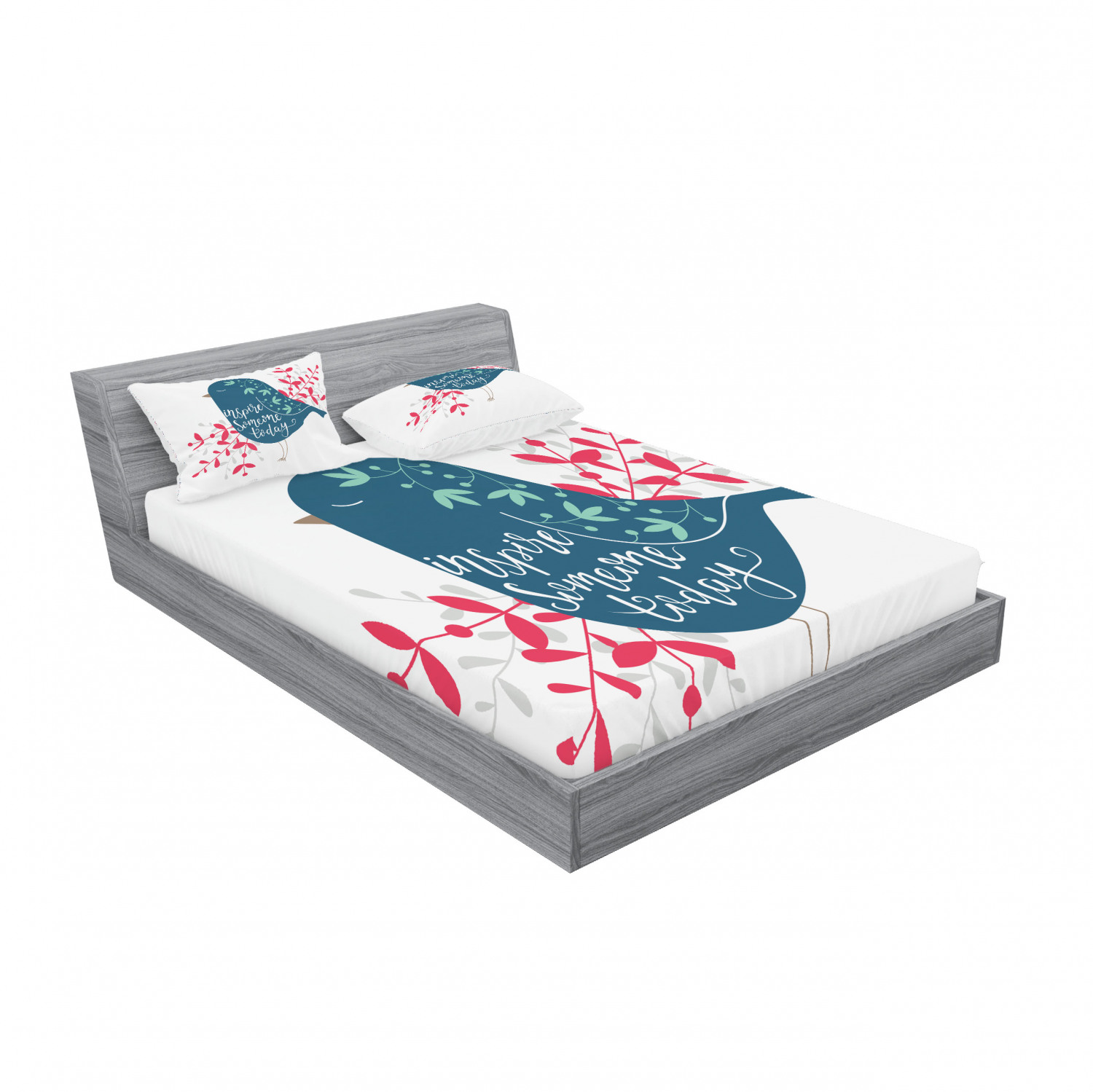 Ambesonne Lettering Fitted Sheet Pillow Sham Set Bedding Decor in 4 Sizes - Picture 188 of 244