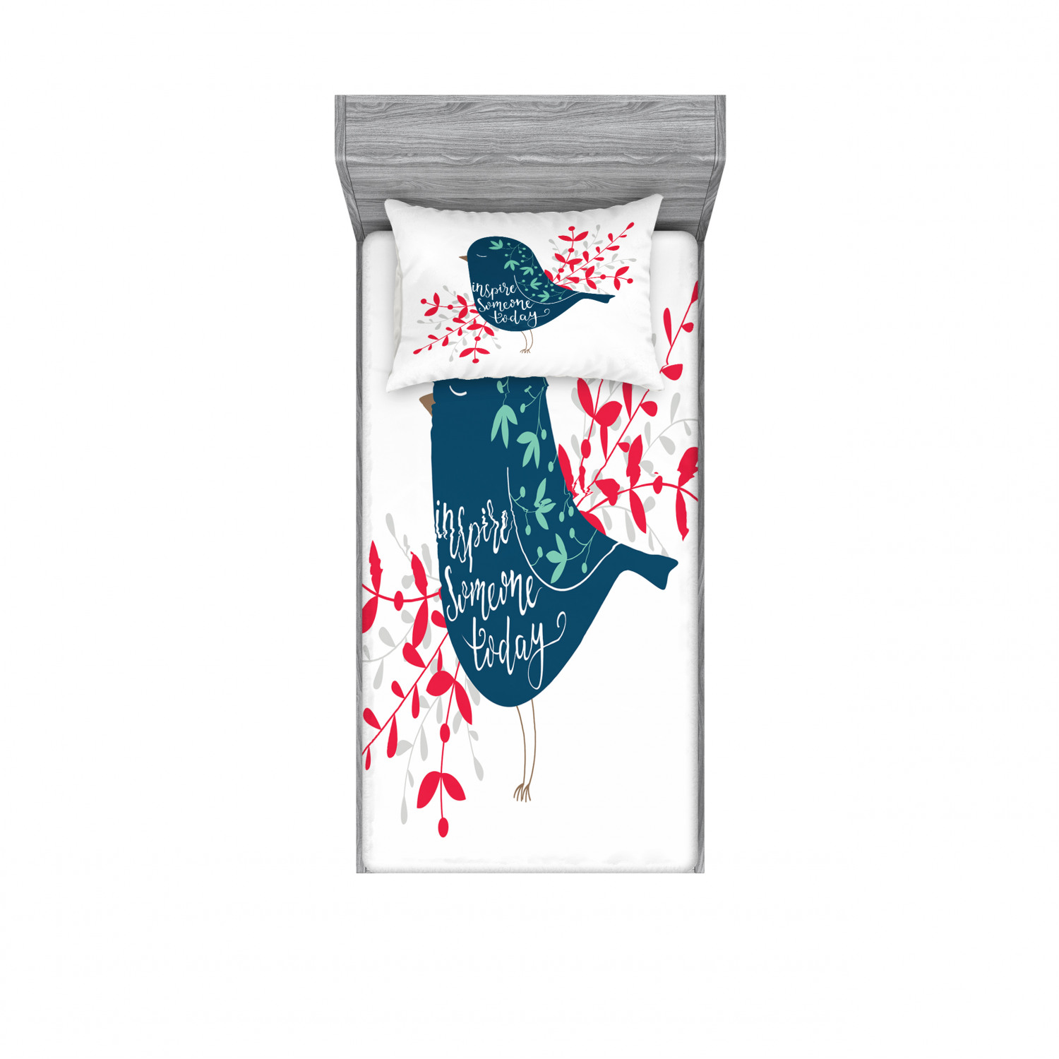 Ambesonne Lettering Fitted Sheet Pillow Sham Set Bedding Decor in 4 Sizes - Picture 185 of 244