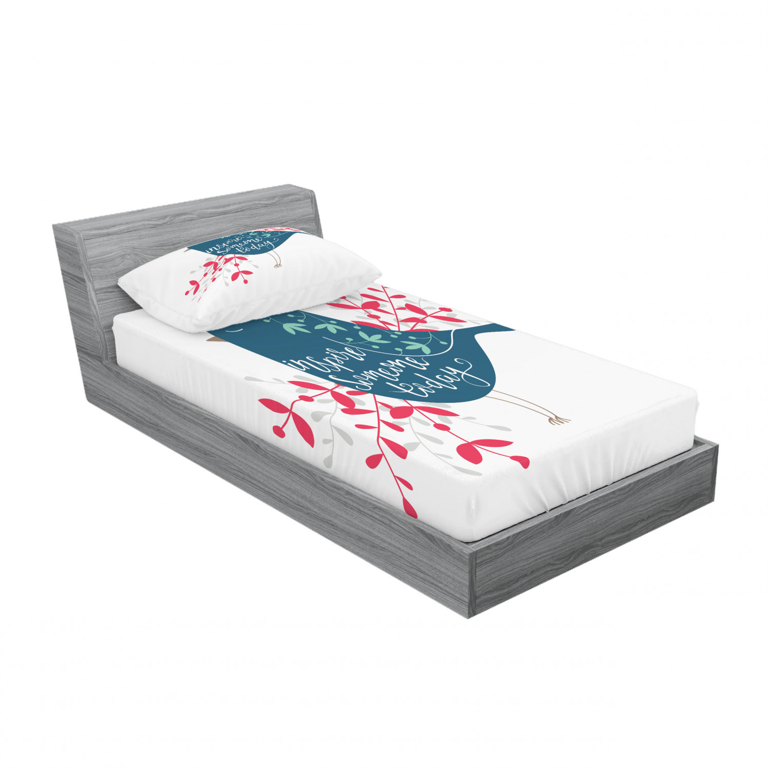 Ambesonne Lettering Fitted Sheet Pillow Sham Set Bedding Decor in 4 Sizes - Picture 186 of 244